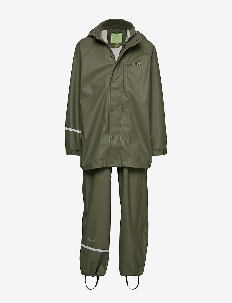 CeLaVi - Basic rainwear set -solid PU - rain sets - army - 1