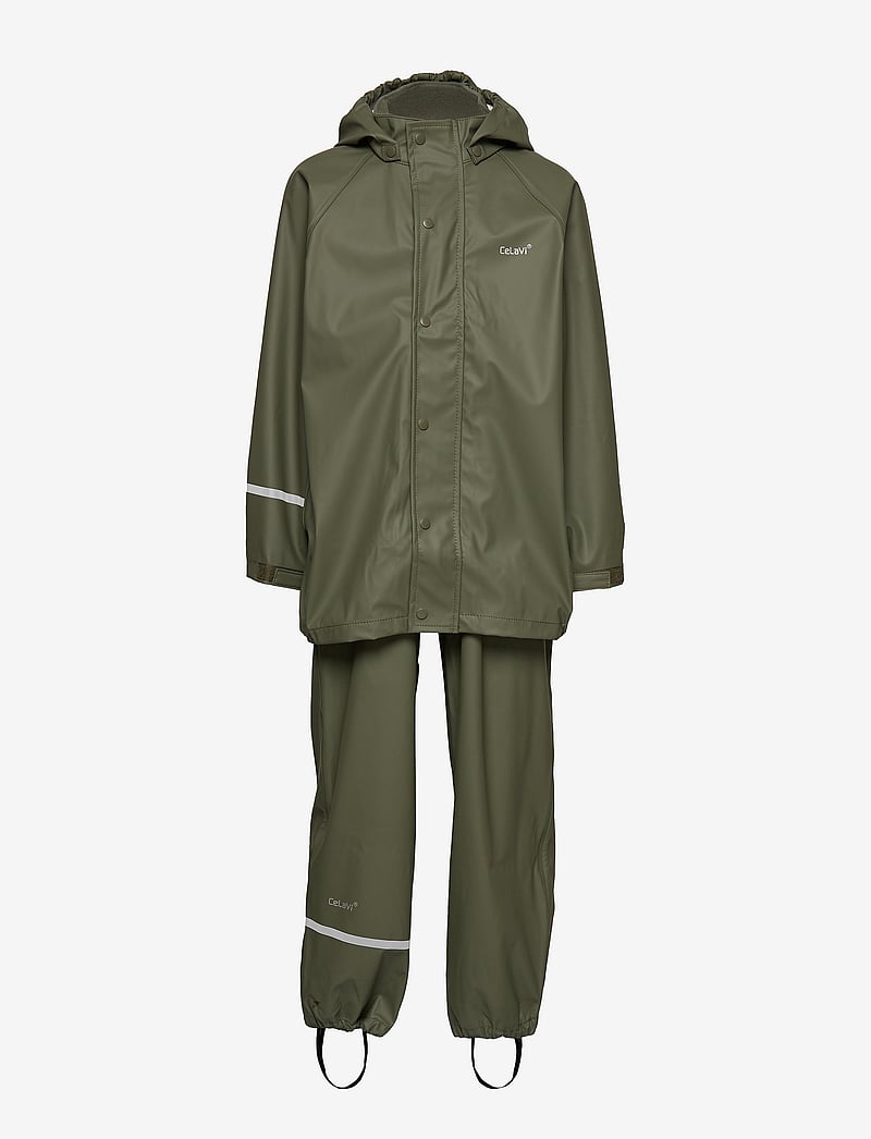 CeLaVi - Basic rainwear set -solid PU - rain sets - army - 3