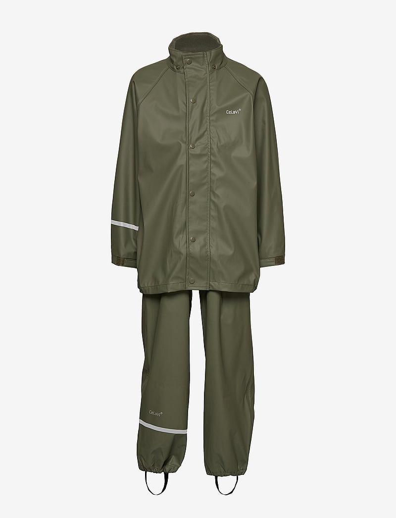 CeLaVi - Basic rainwear set -solid PU - rain sets - army - 4