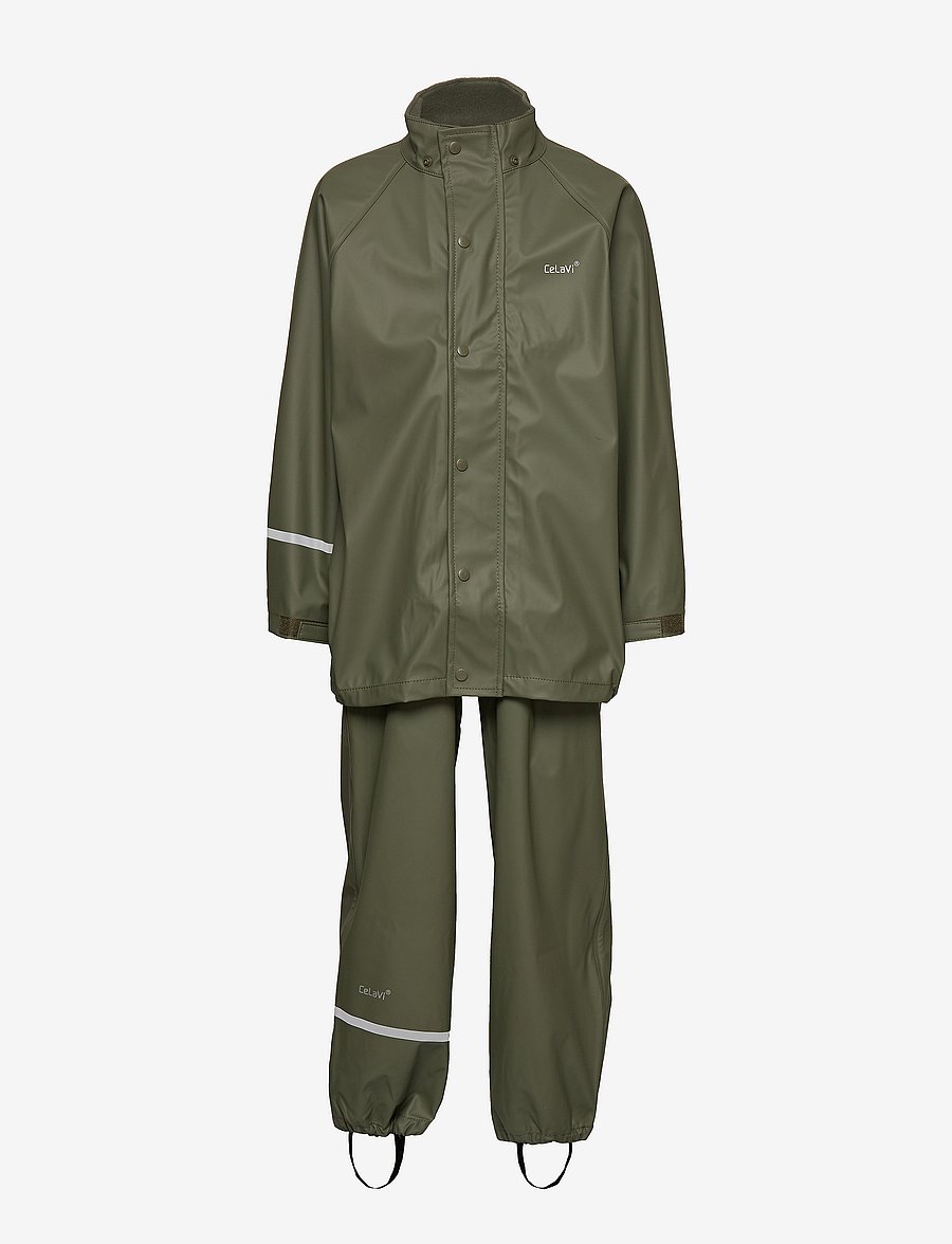 CeLaVi - Basic rainwear set -solid PU - neperšlampamos aprangos - army - 4