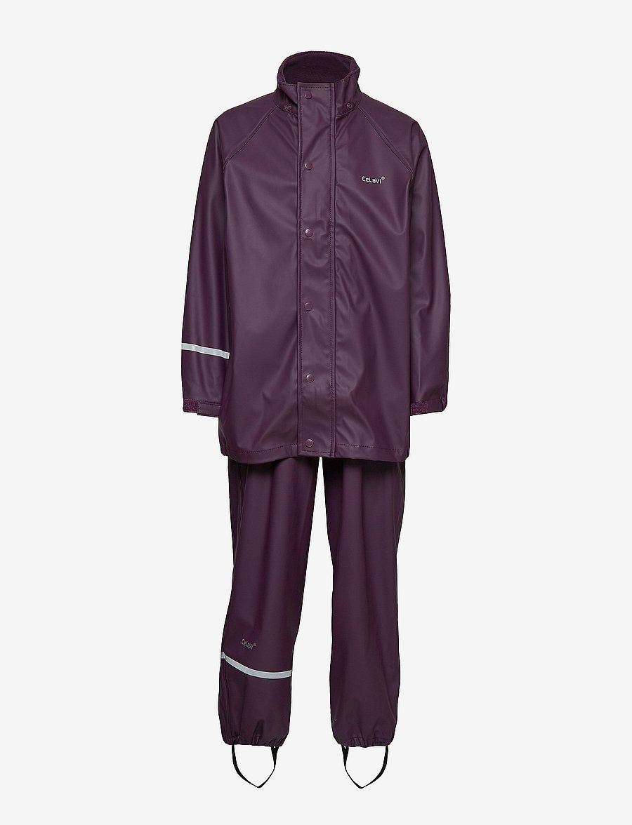 CeLaVi - Basic rainwear set -solid PU - rain sets - blackberry wine - 2