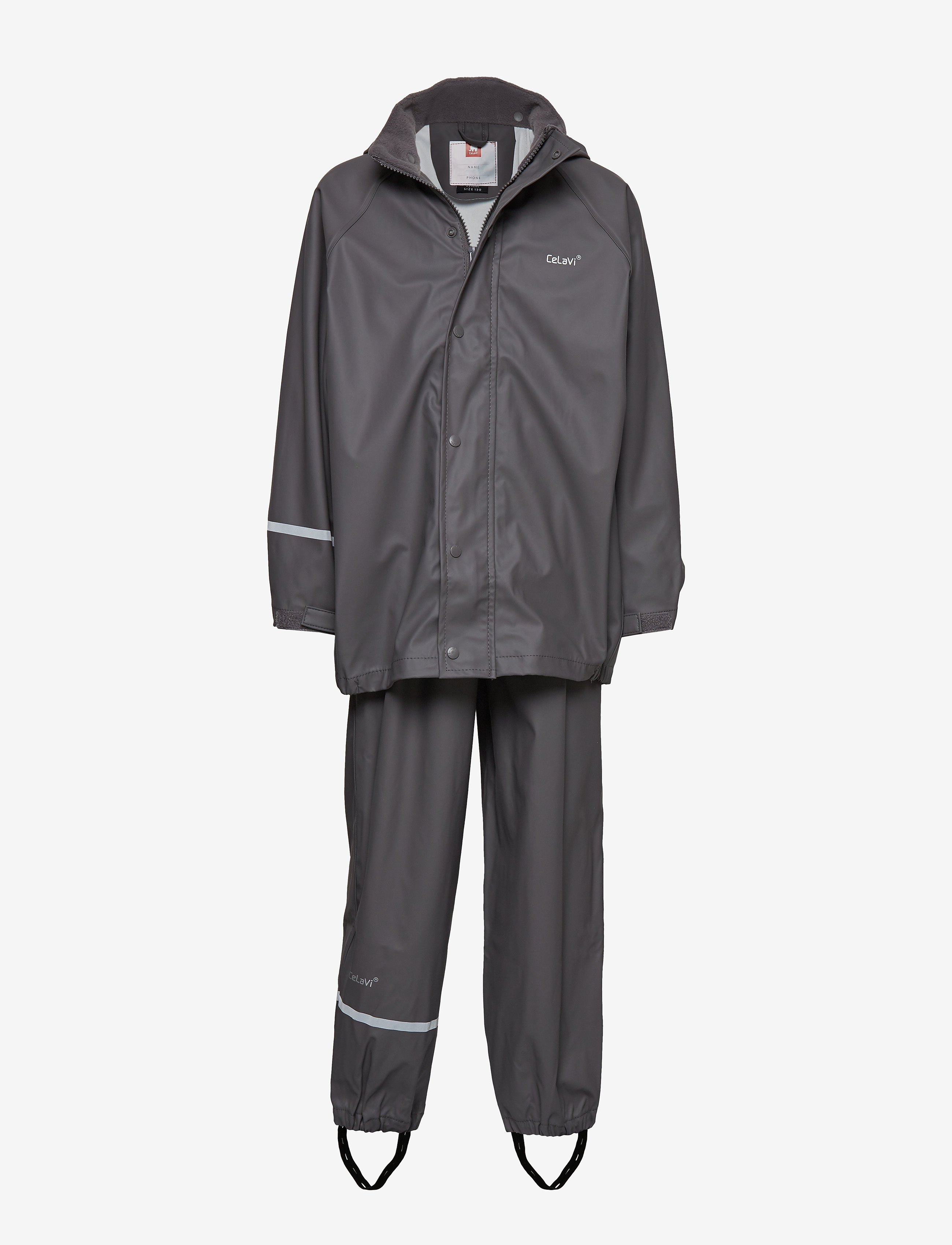 CeLaVi Basic Rainwear Set -Solid Pu, 110, Grey, Regntøj > Regntøjssæt, Børn