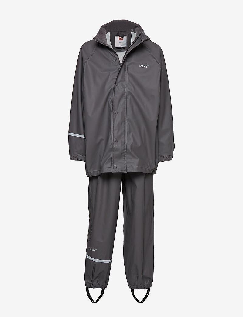 CeLaVi - Basic rainwear set -solid PU - rain sets - grey - 0