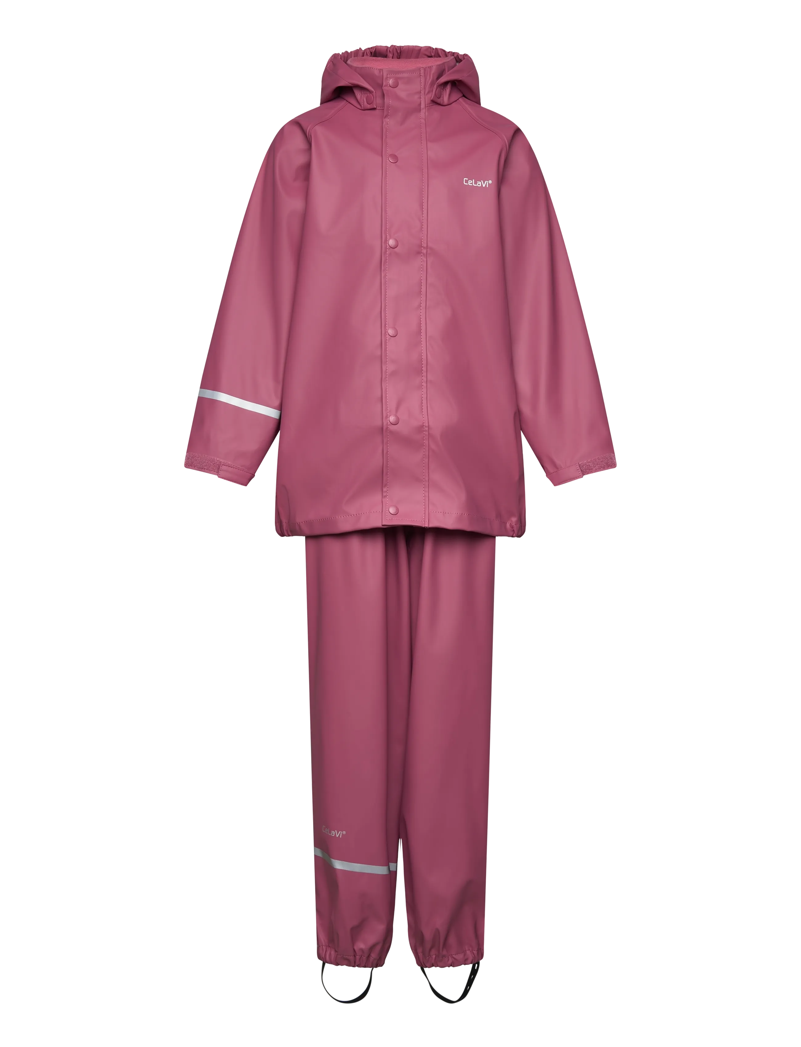 CeLaVi Basic Rainwear Set -Solid Pu, 100, Rainwear, Rosa - Sets, Kinder