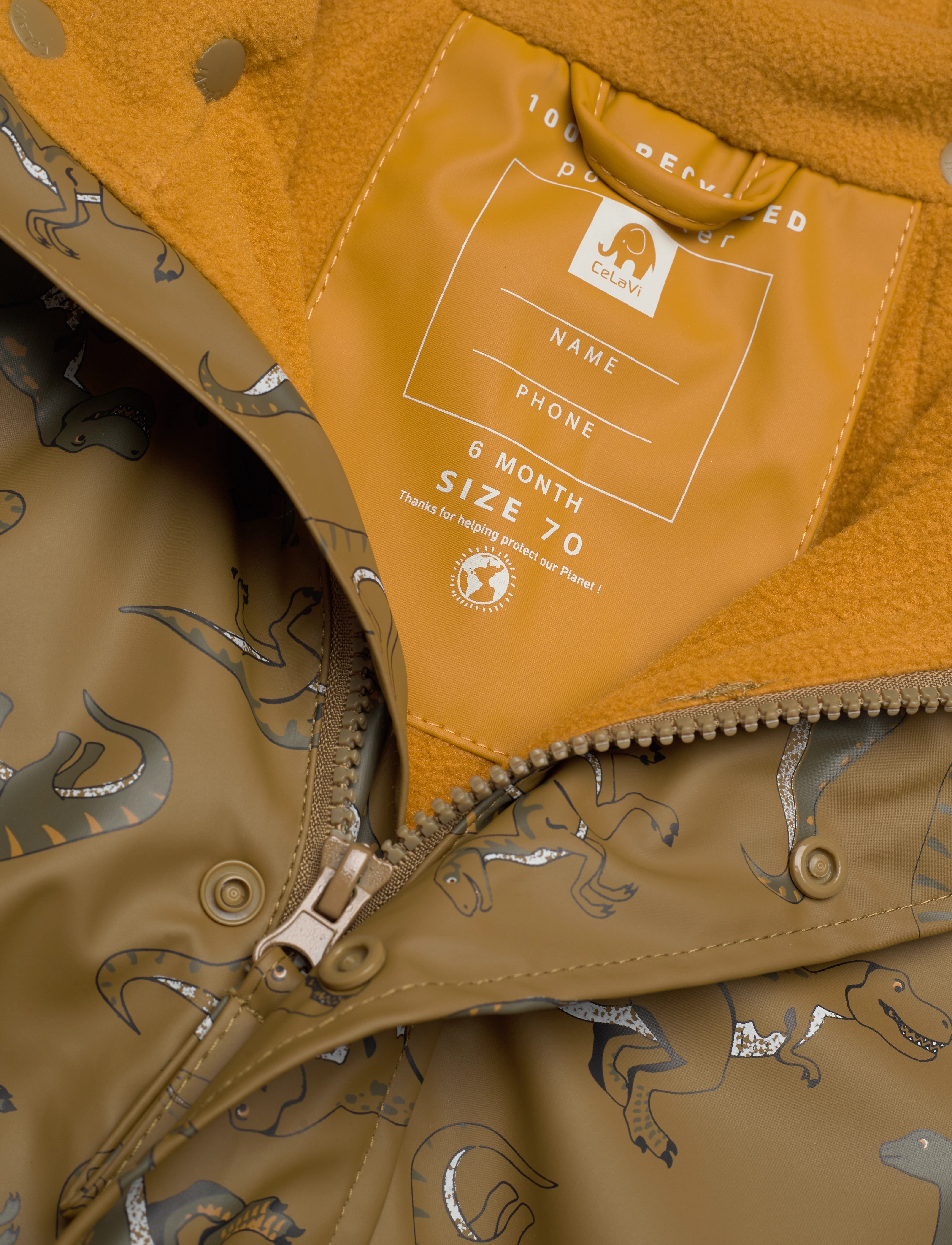 CeLaVi - Rainwear Suit -AOP, w.fleece - nutria - 3