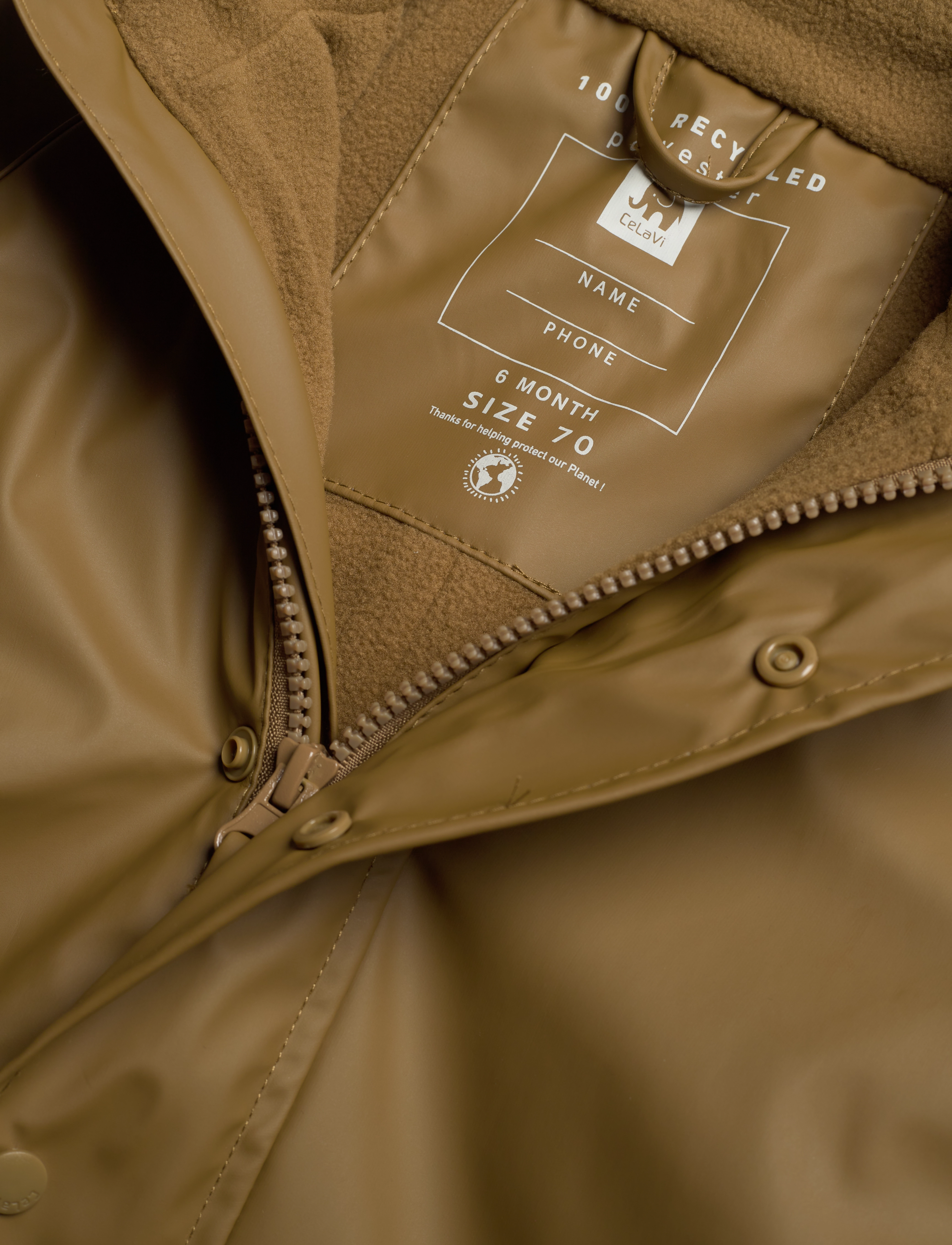 CeLaVi - Rainwear Suit -Solid, w.fleece - nutria - 2