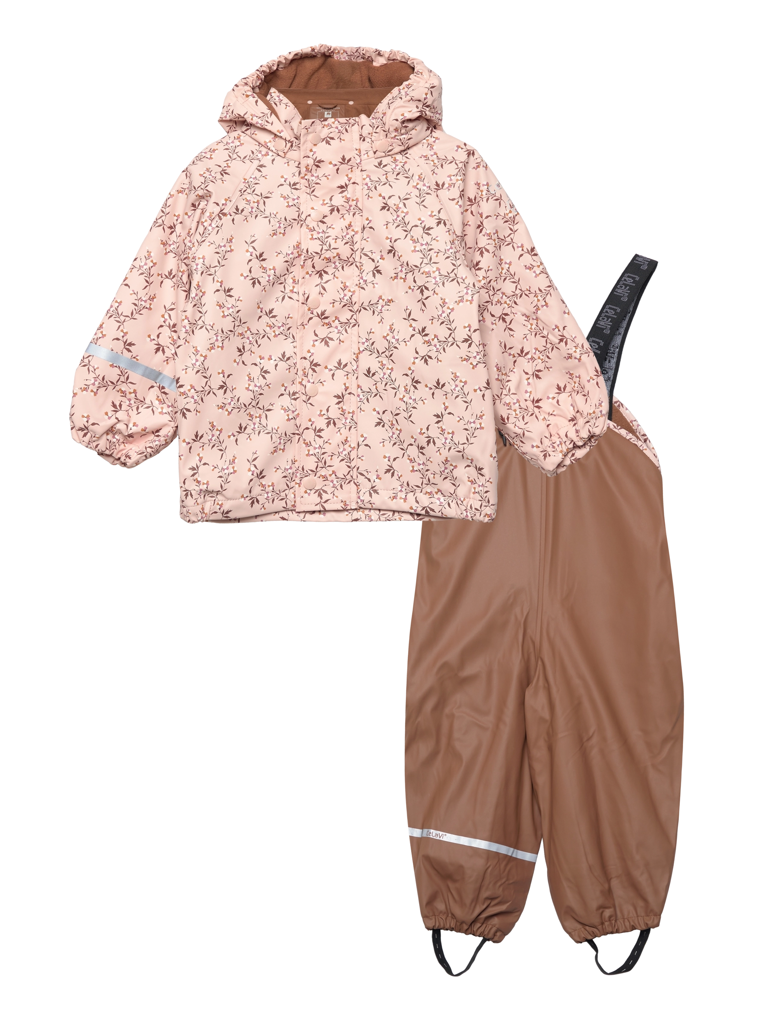 CeLaVi - Rainwear Set -AOP, w.fleece - peach whip - 0