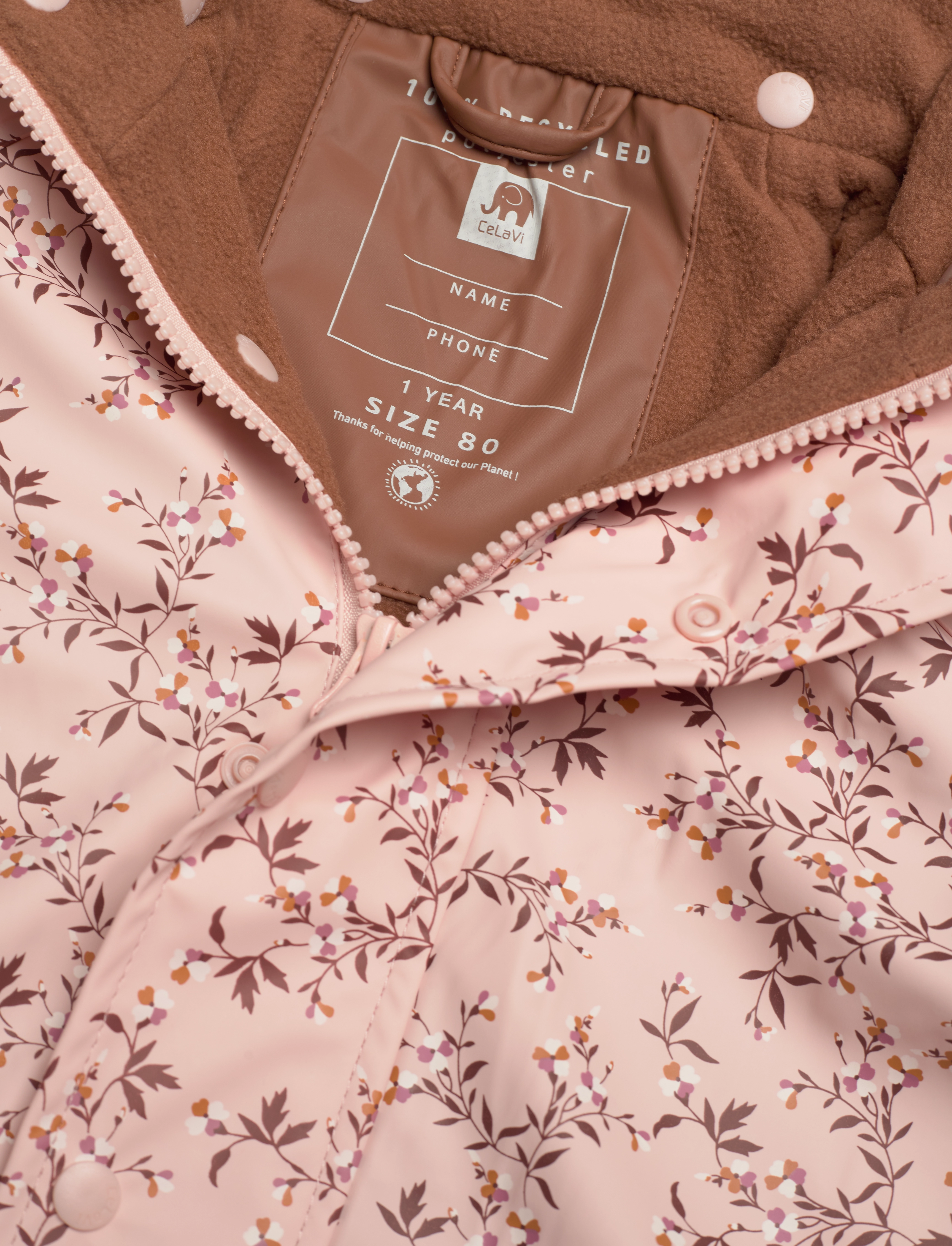 CeLaVi - Rainwear Set -AOP, w.fleece - peach whip - 2