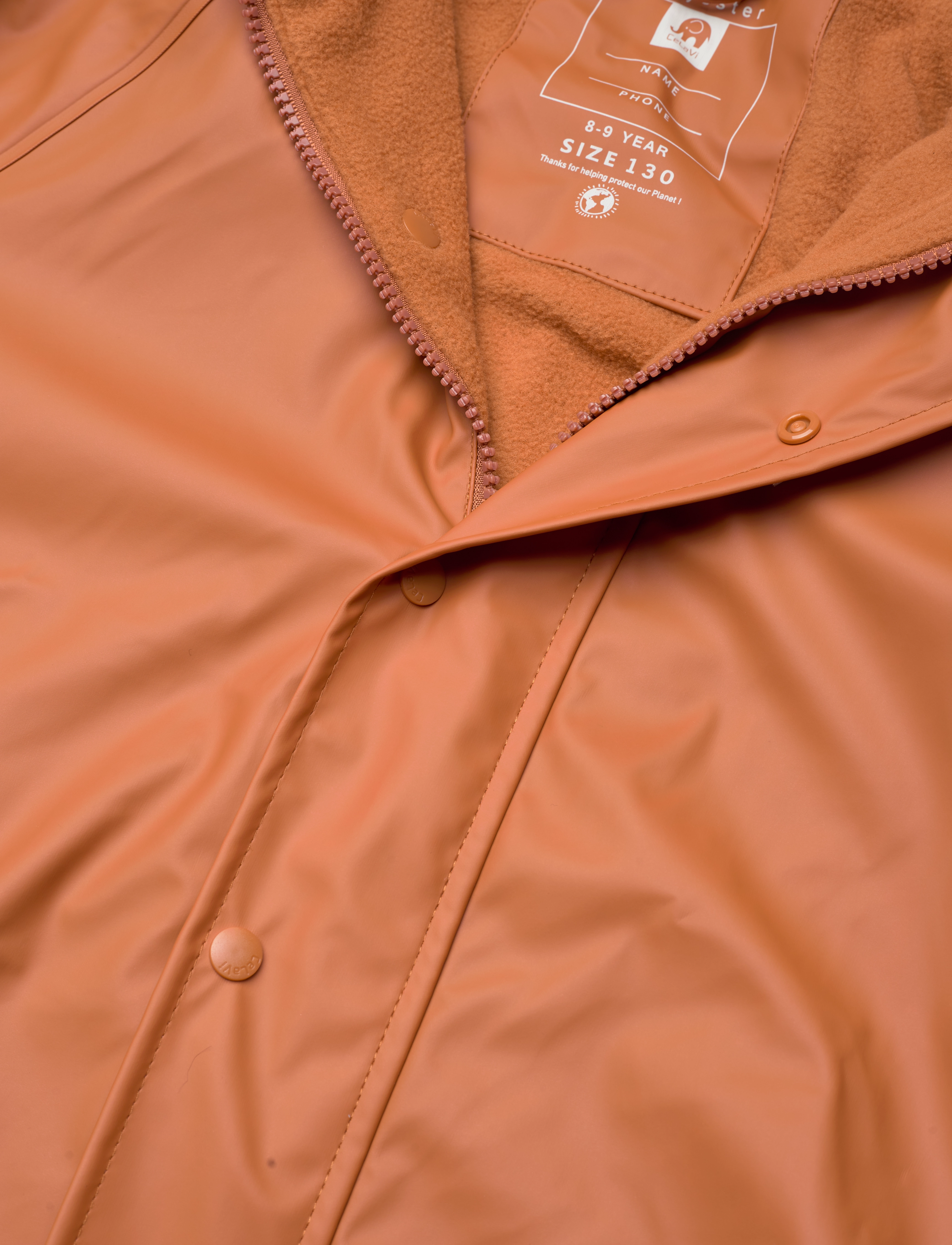CeLaVi - Rainwear Set -Solid, w.fleece - amber brown - 4