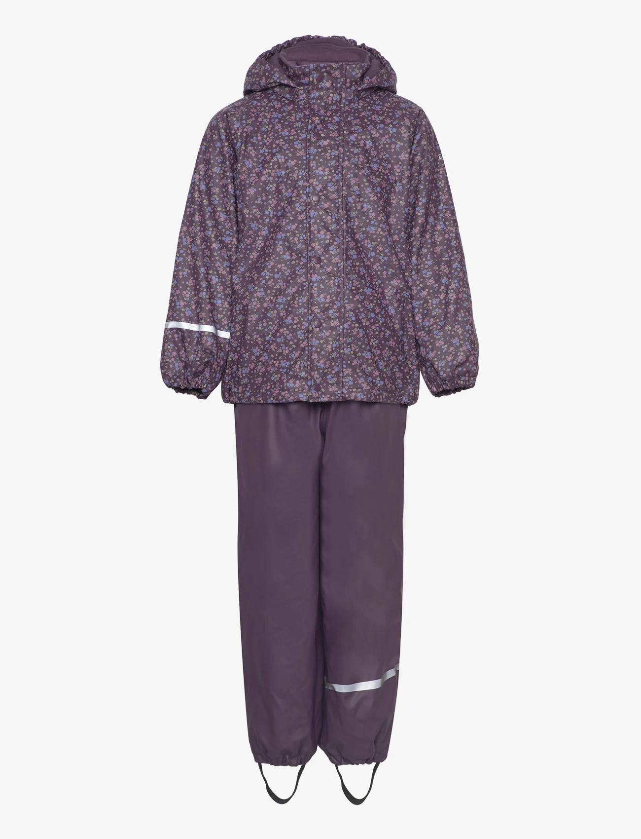 CeLaVi - Rainwear Set -AOP, w.fleece - vihmakomplektid - plum perfect - 0