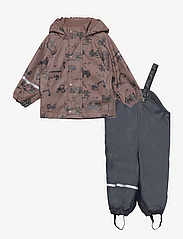 CeLaVi - Rainwear Set -AOP, w.fleece - regnsett - navy - 0
