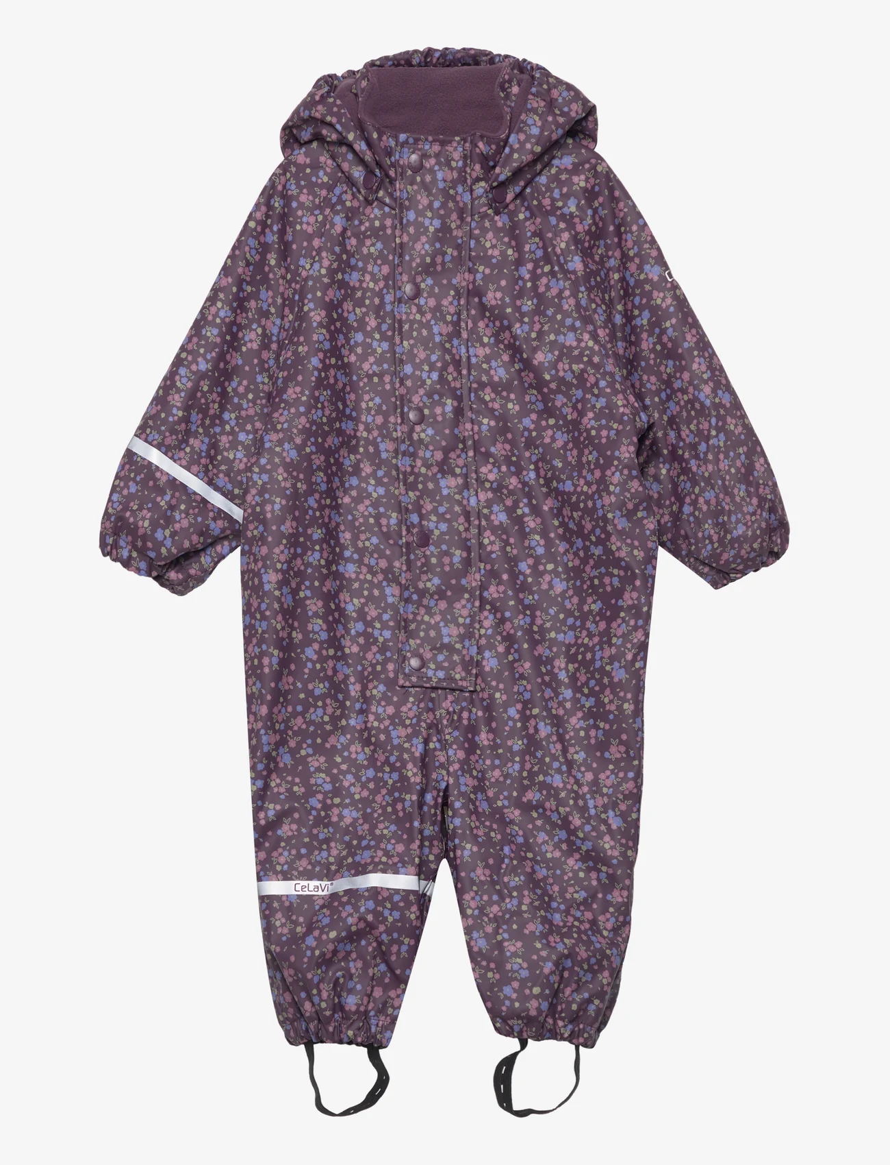 CeLaVi - Rainwear Suit -AOP, w.fleece - kurahaalarit - plum perfect - 0