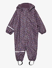 CeLaVi - Rainwear Suit -AOP, w.fleece - rainwear coveralls - plum perfect - 0