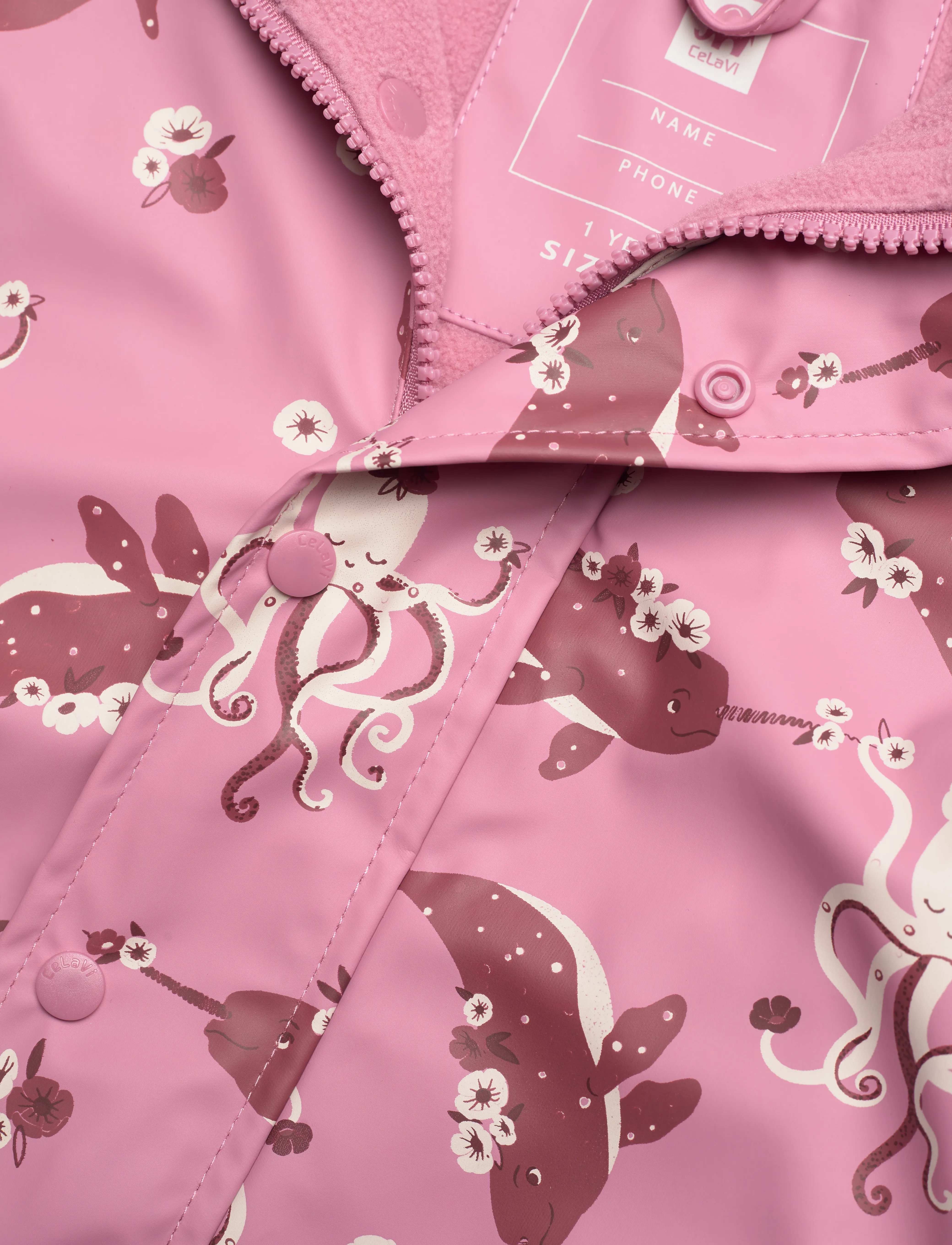 CeLaVi - Rainwear Set - AOP, w. fleece - foxglove - 3