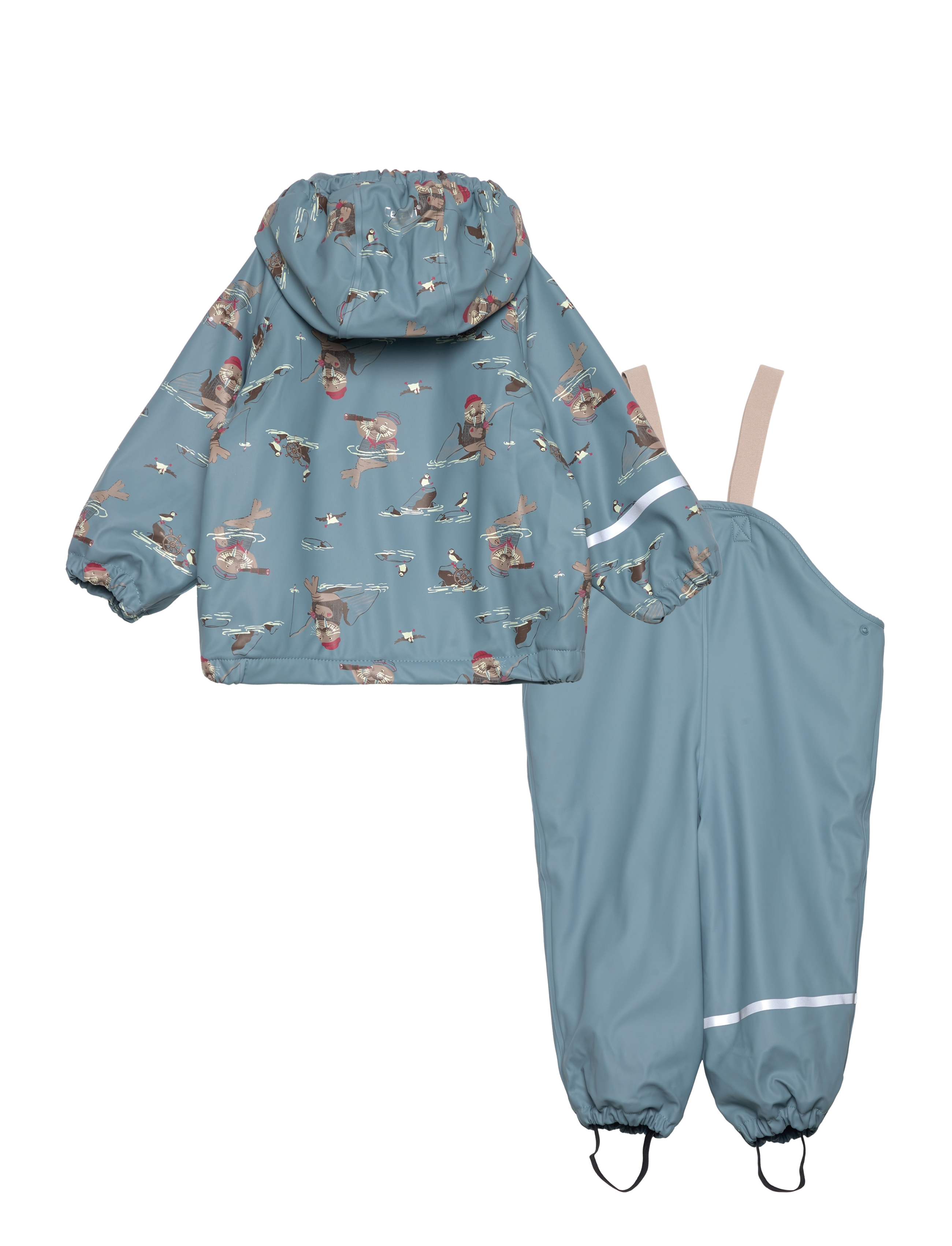 CeLaVi - Rainwear Set - AOP, w. fleece - smoke blue - 1