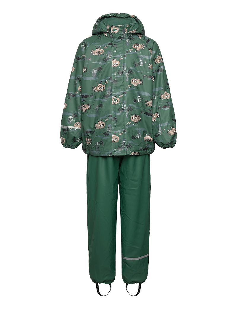 CeLaVi - Rainwear Set - AOP, w. fleece - smoke pine - 0