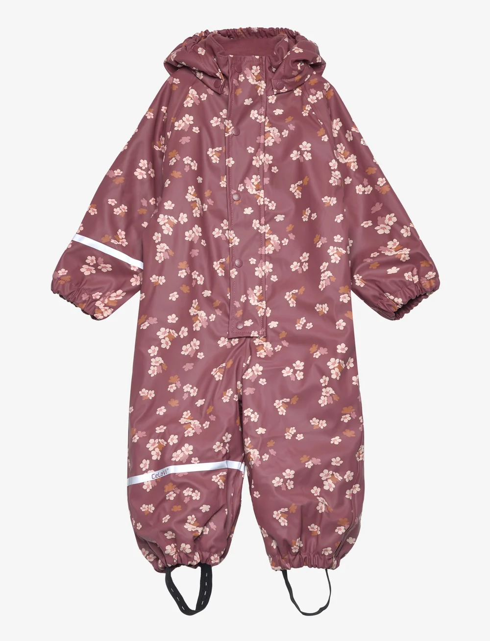 CeLaVi - Rainwear Suit - AOP, w. fleece - rainwear coveralls - apple butter - 0