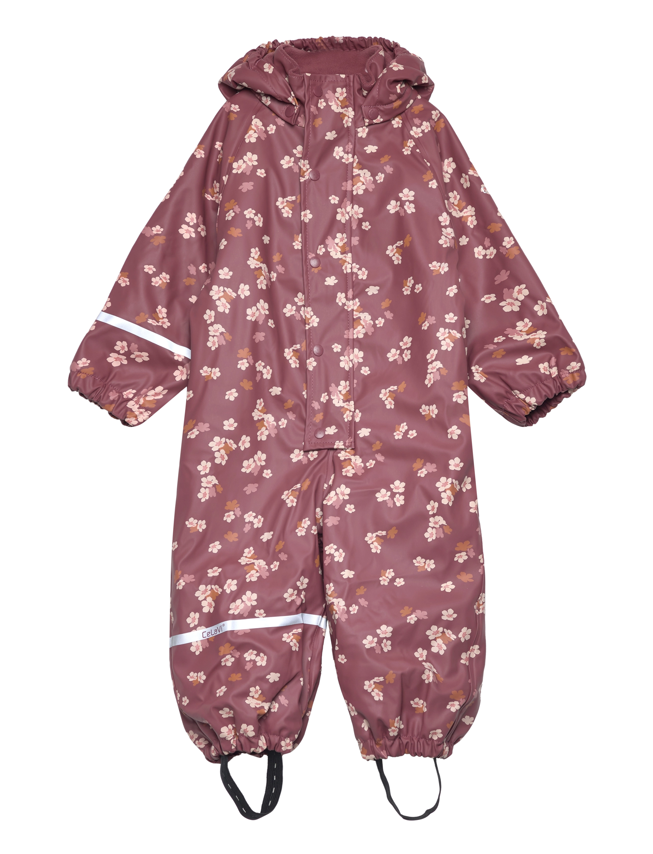 CeLaVi Rainwear Suit - AOP, w. fleece - Last Chance - APPLE BUTTER / burgundy