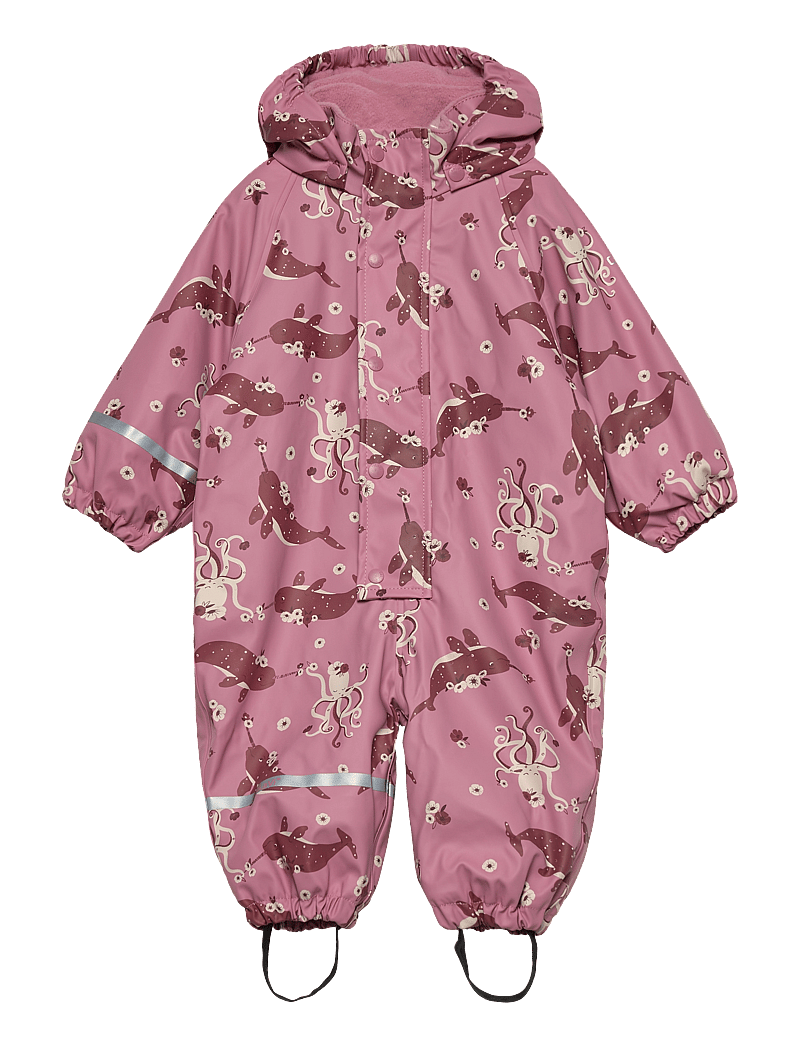 CeLaVi - Rainwear Suit - AOP, w. fleece - regndragter - foxglove - 0