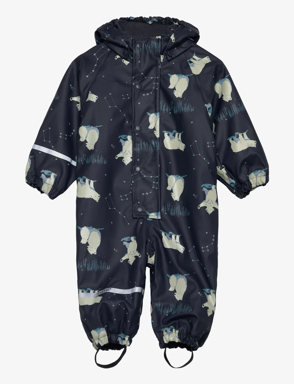 CeLaVi - Rainwear Suit - AOP, w. fleece - rainwear coveralls - navy - 0