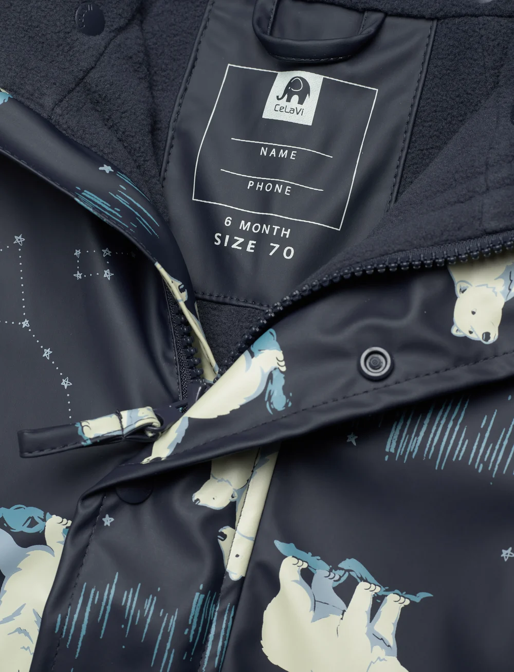 CeLaVi - Rainwear Suit - AOP, w. fleece - rainwear coveralls - navy - 2