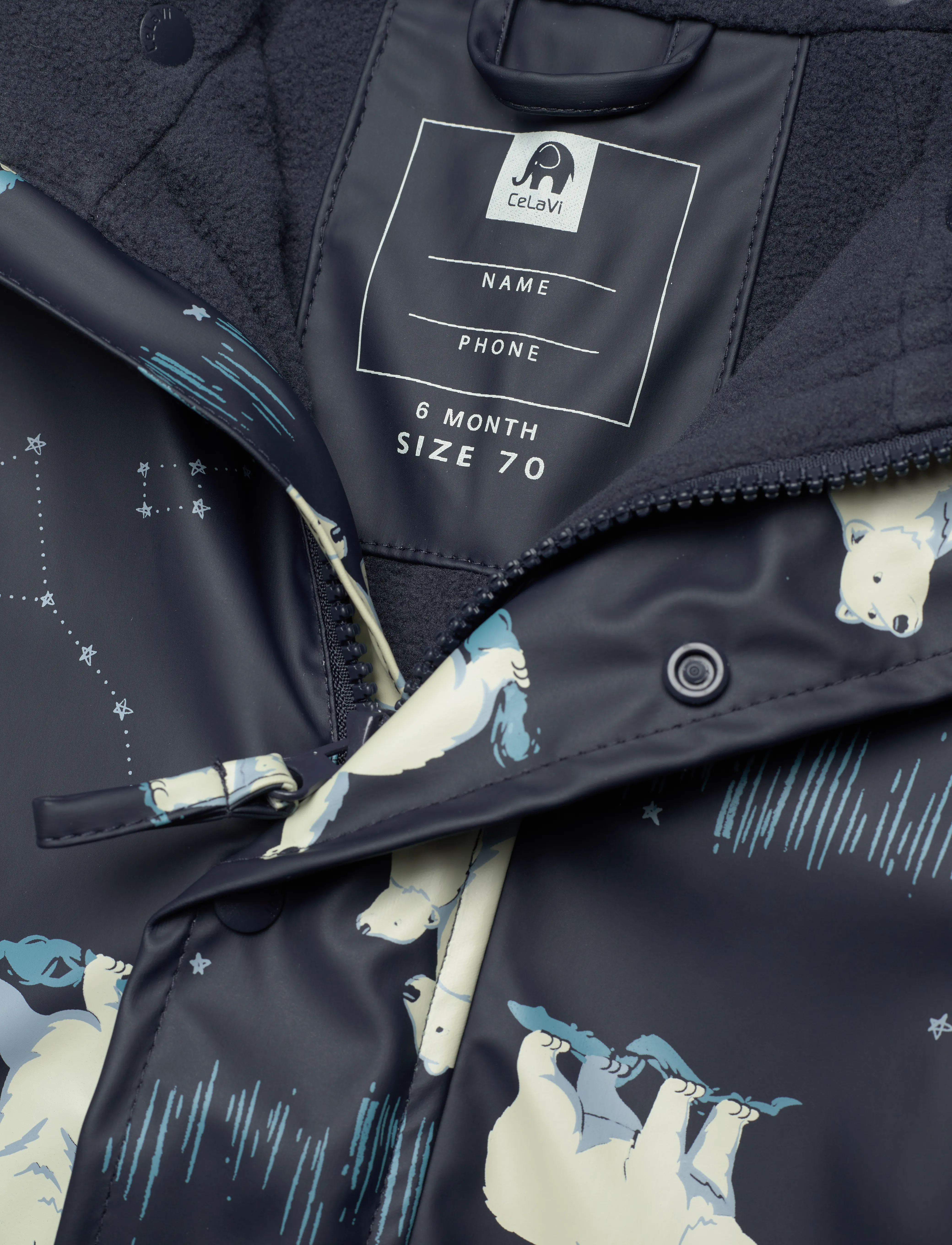 CeLaVi - Rainwear Suit - AOP, w. fleece - navy - 3