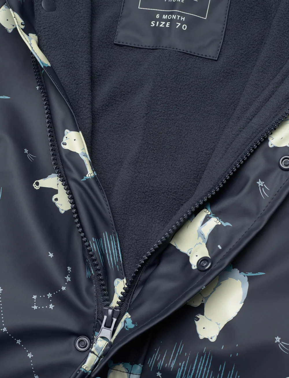 CeLaVi - Rainwear Suit - AOP, w. fleece - rainwear coveralls - navy - 4