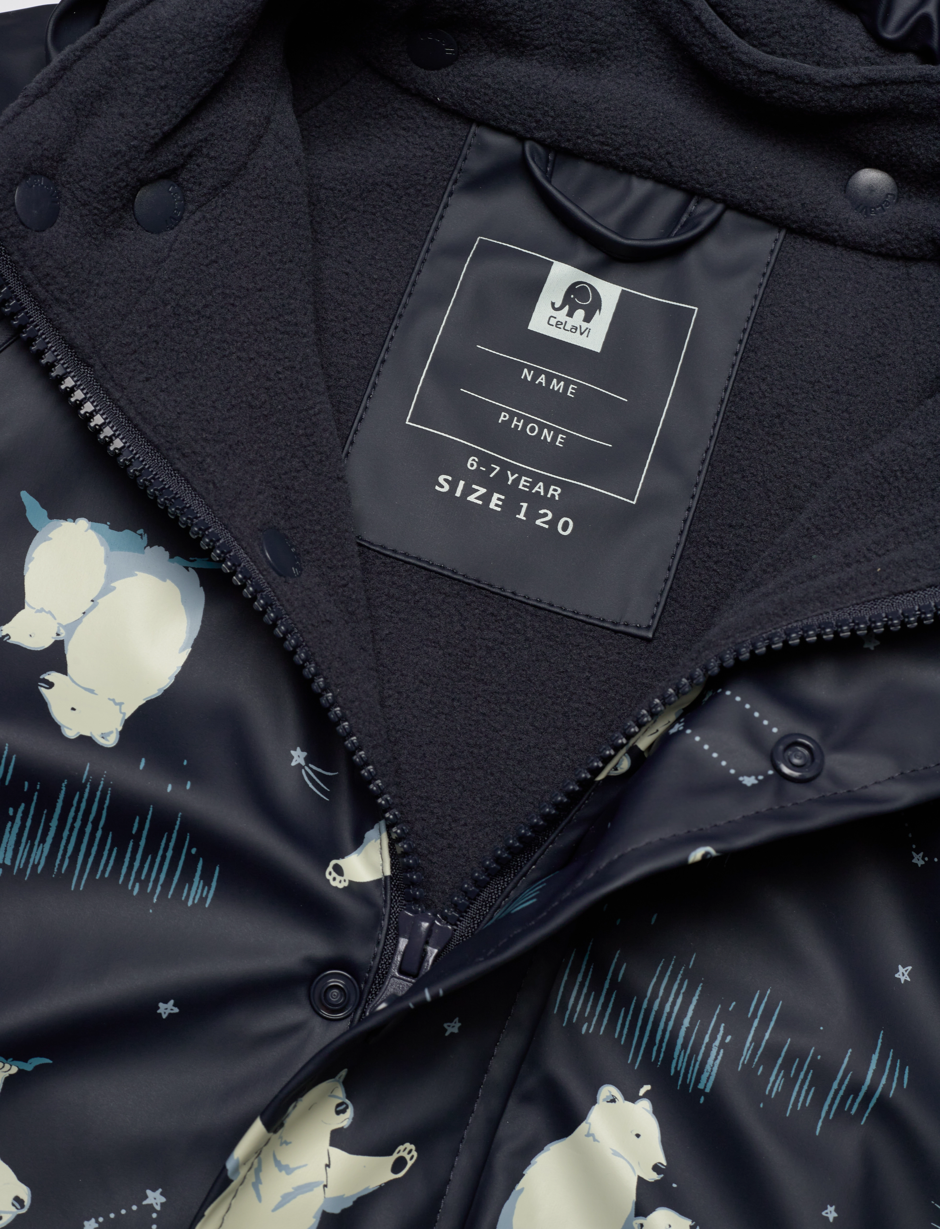CeLaVi - Rain Jacket - AOP, w. fleece - navy - 2