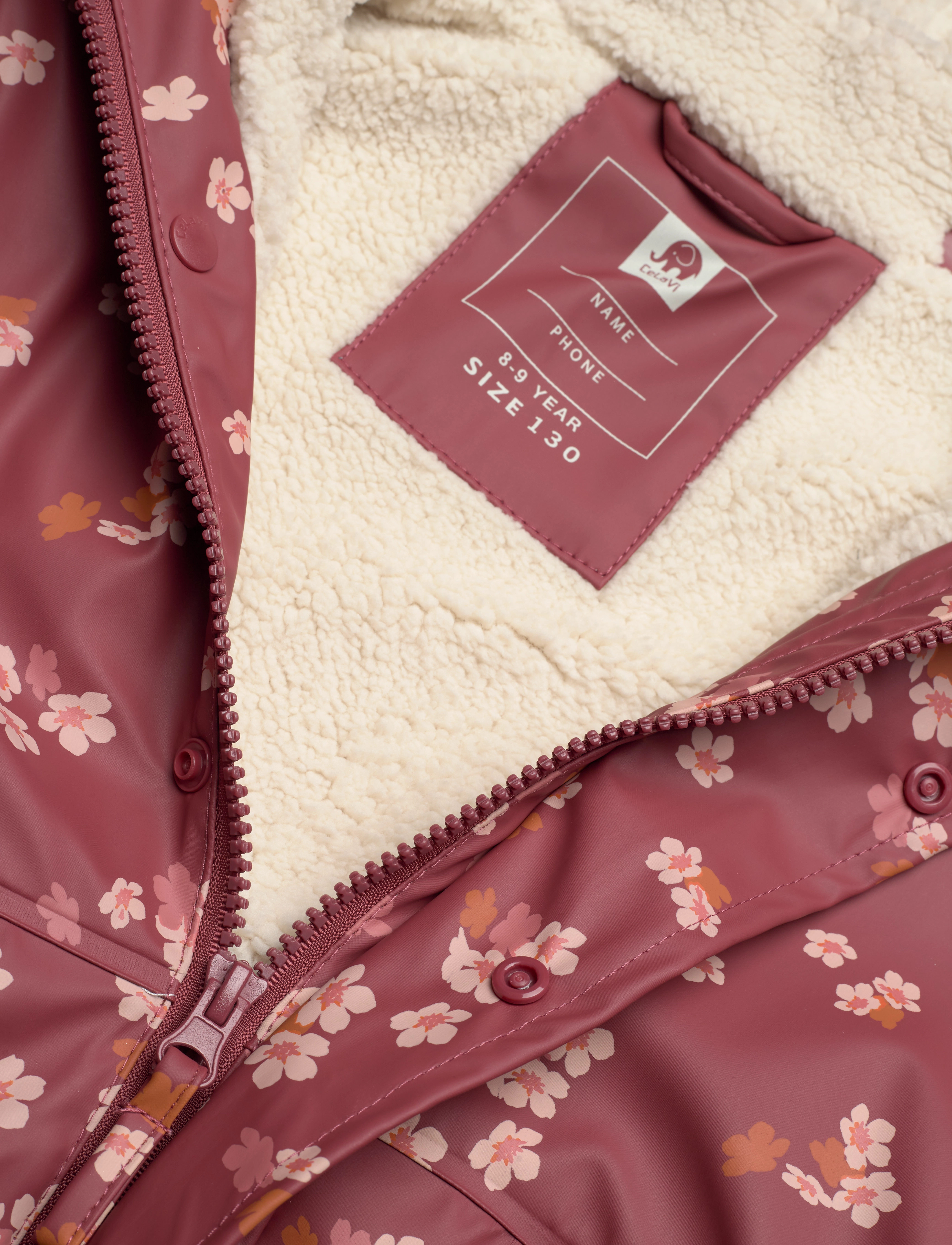 CeLaVi - Rain Jacket - AOP, w. fleece - apple butter - 2