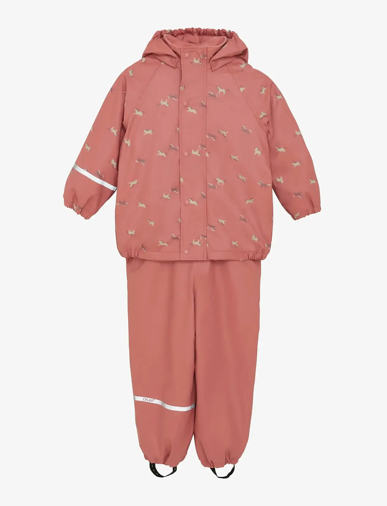 CeLaVi - Rainwear Set - AOP, w. fleece - jacken & mäntel - brick dust - 0