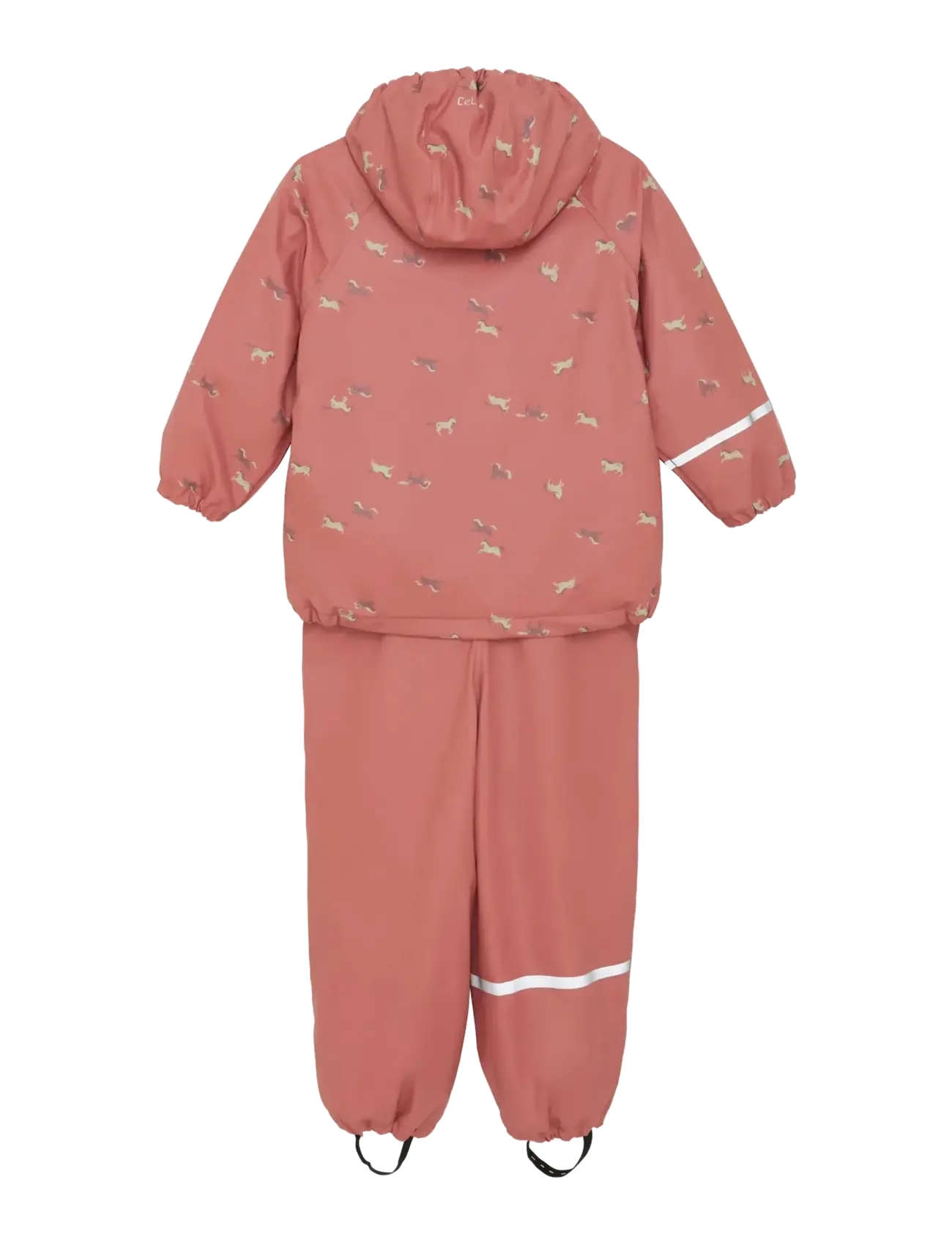 CeLaVi - Rainwear Set - AOP, w. fleece - rain sets - brick dust - 1