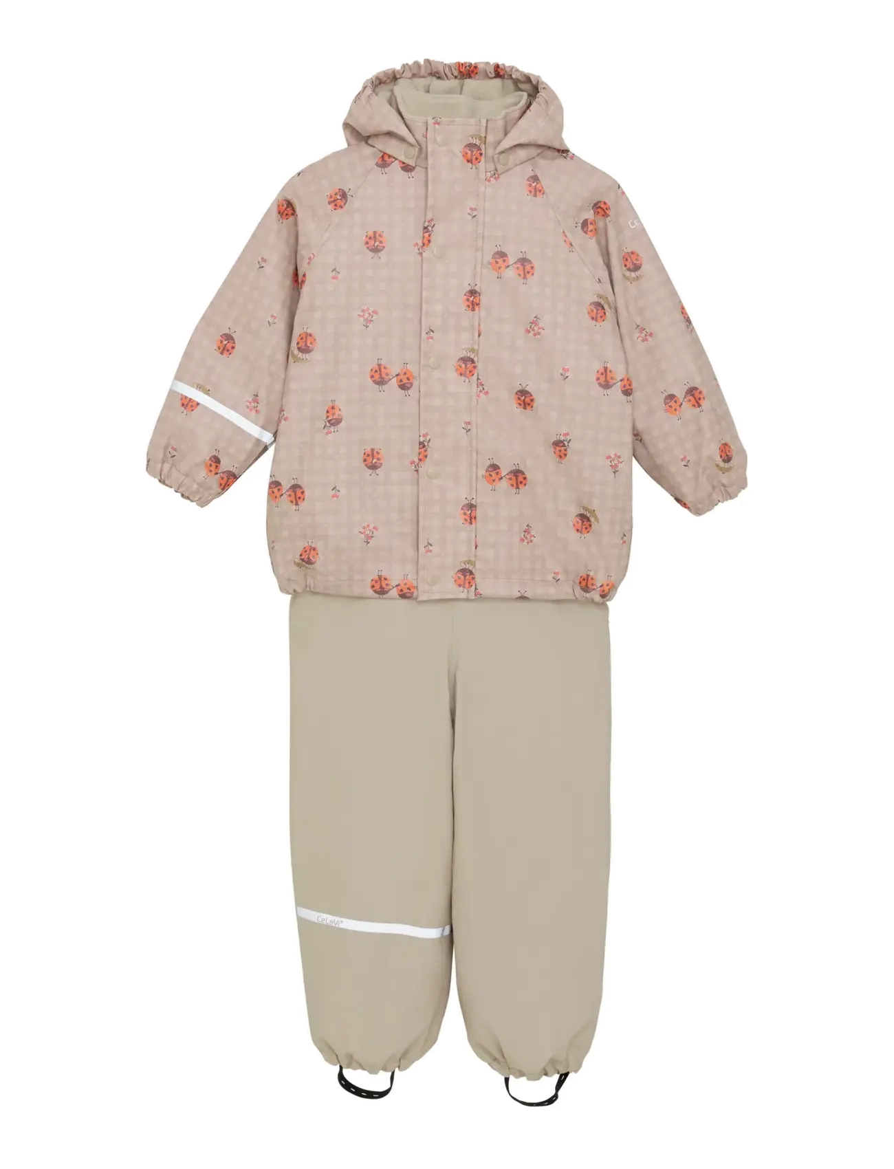 CELAVI Regenkleidung Set - Aop, W. Fleece Beige - 90 - Kinder