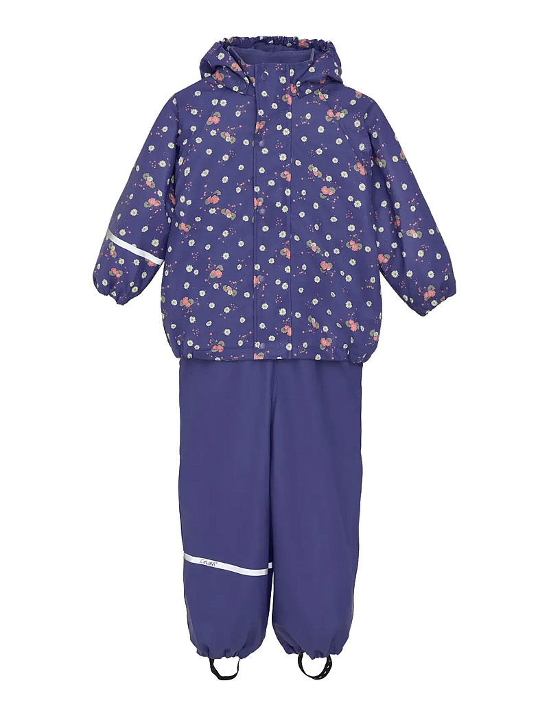 CeLaVi - Rainwear Set - AOP, w. fleece - regnsæt - skipper blue - 1