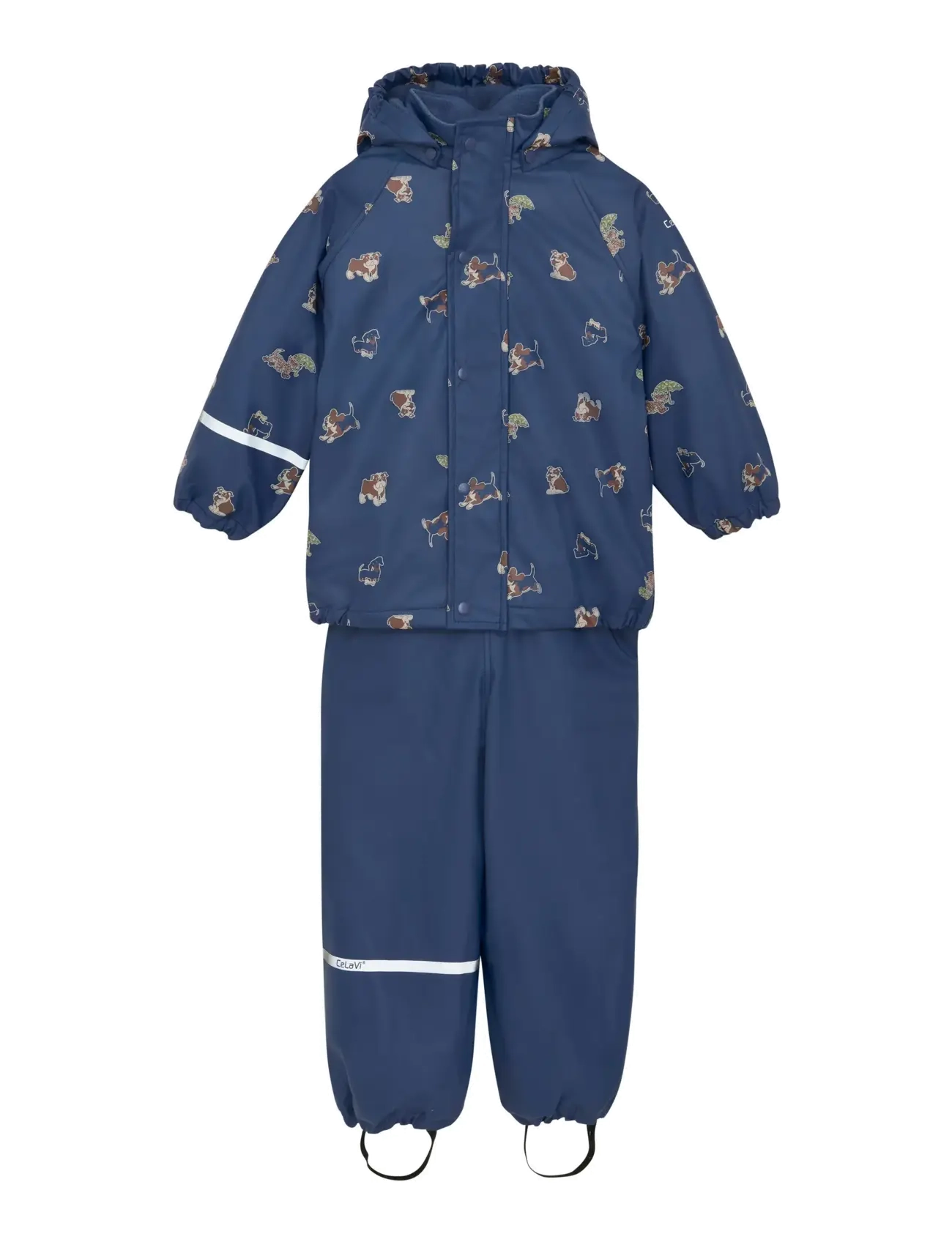 CELAVI Regenkleidung Set - Aop, W. Fleece Blau - 80 - Kinder