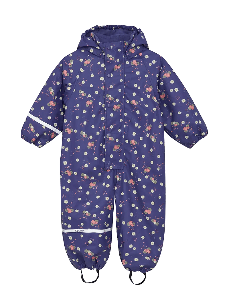 CeLaVi - Rainwear Suit - AOP, w. fleece - regndragter - skipper blue - 0