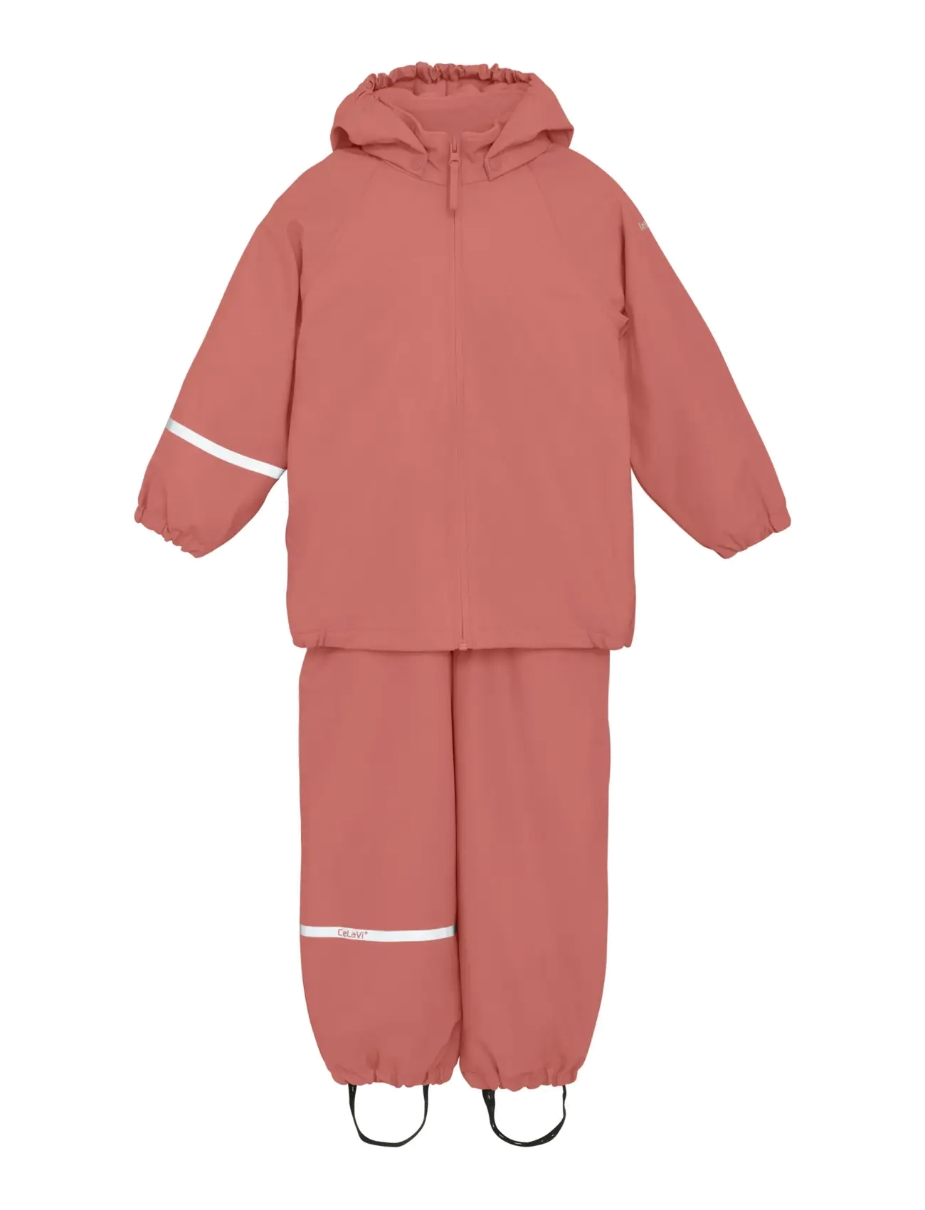 CeLaVi Rainwear Set w. fleece - Baby 44-92 - BRICK DUST / pink/rose