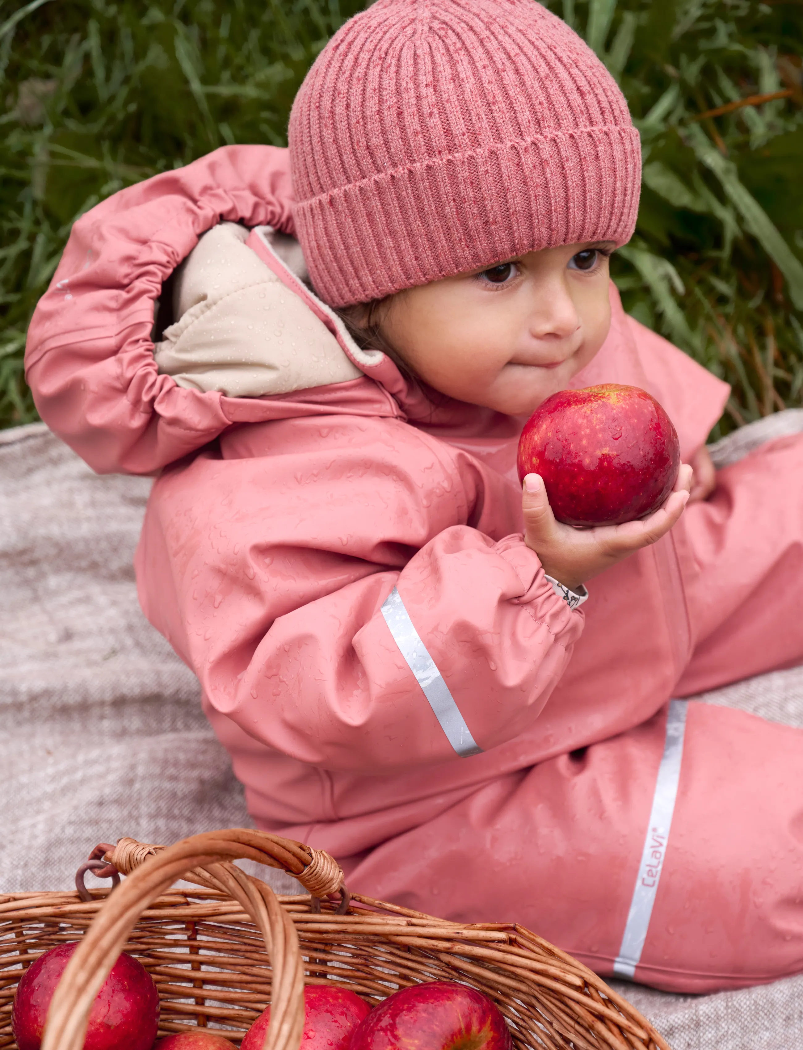 CeLaVi Rainwear Suit W. Fleece, 70, Coveralls, Rosa - Kinder