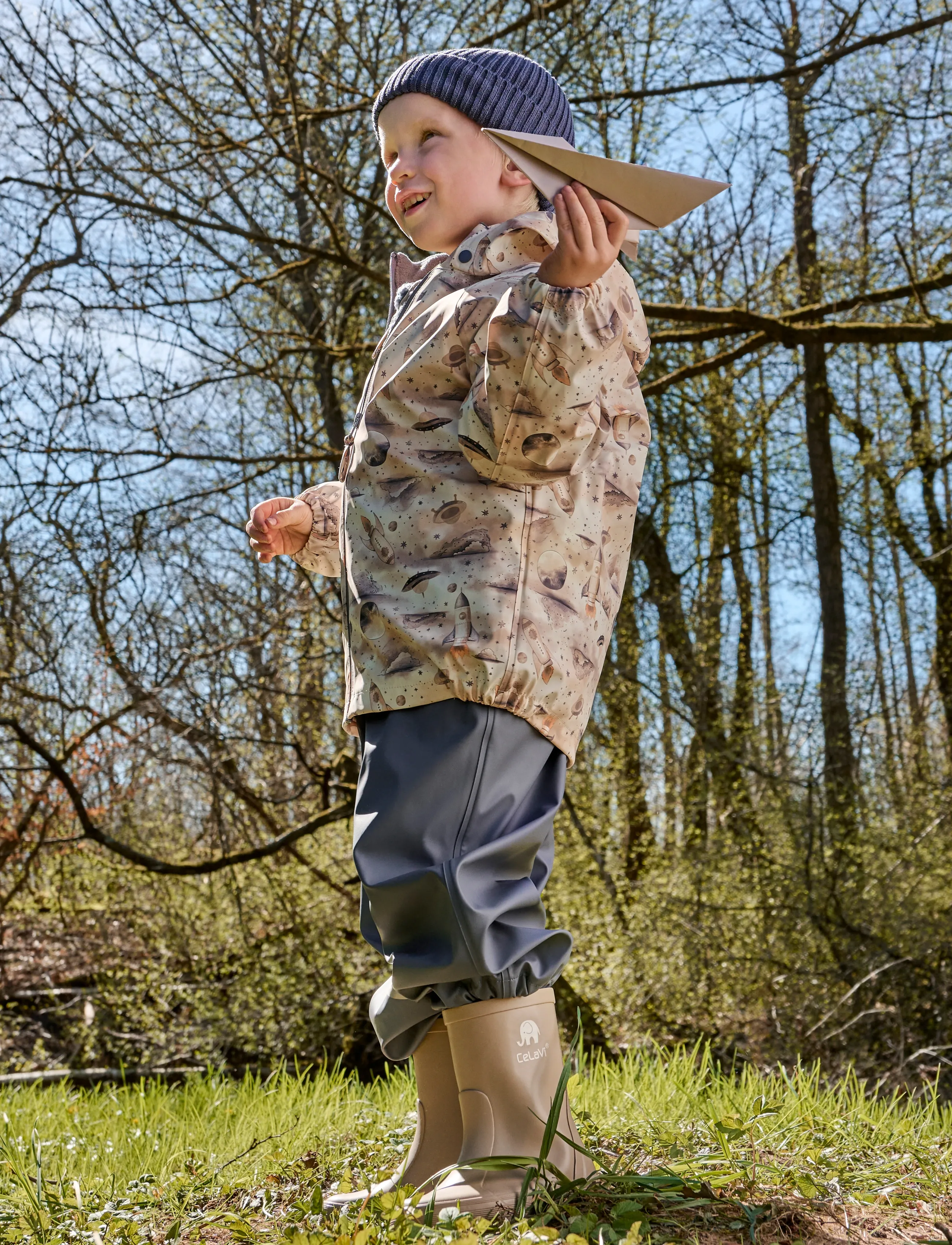 CeLaVi Rainwear Set Aop, 120, Rainwear, Grau - Sets, Kinder