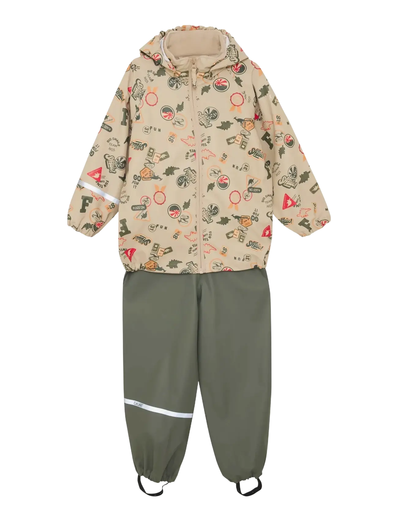 CeLaVi Rainwear Set Aop, 80, Rainwear, Khakigrün - Sets, Kinder