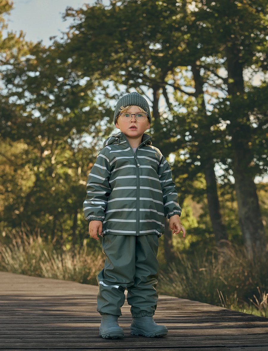 CeLaVi - Rainwear Set - AOP, w. fleece - mulled basil - 0