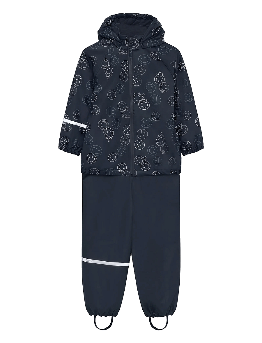 CeLaVi - Rainwear Set - AOP, w. fleece - vihmakomplektid - navy - 1