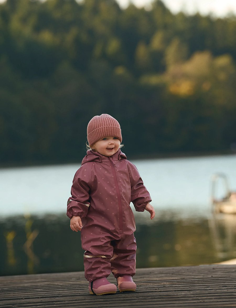 CeLaVi - Rainwear Suit - AOP, w. fleece - rose brown - 0