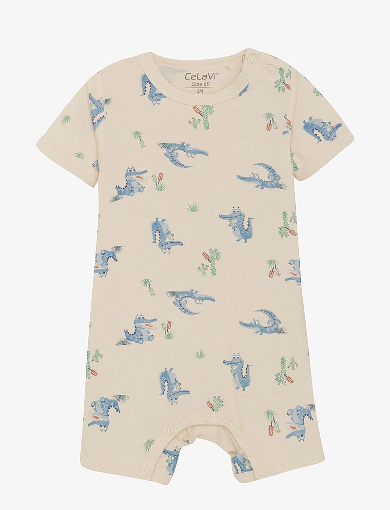 CeLaVi - Jumpsuit SS - AOP - kortærmede heldragter - dusty blue - 0