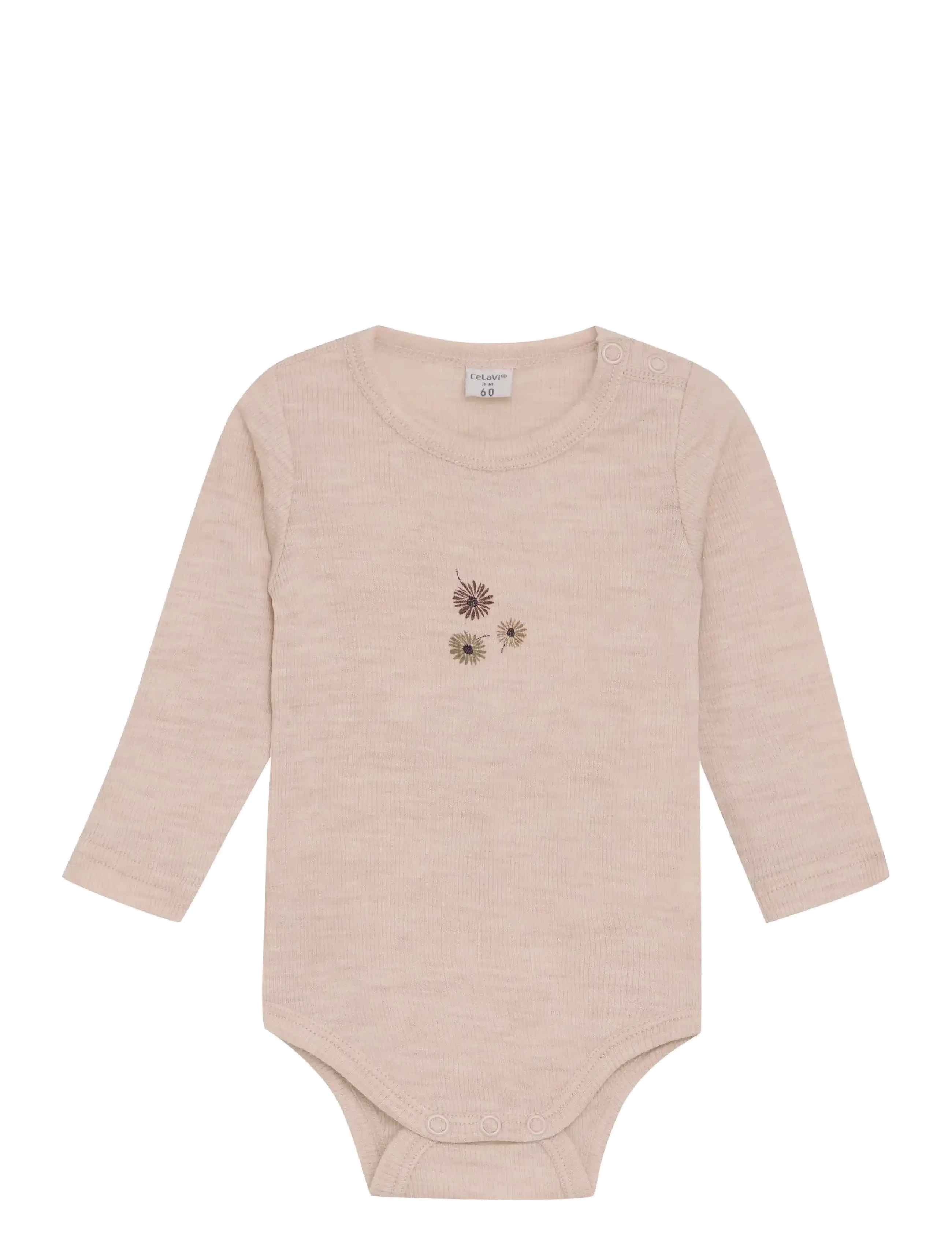 CeLaVi Body Ls Solid, 90, Bodys, Beige - Long-sleeved Kinder