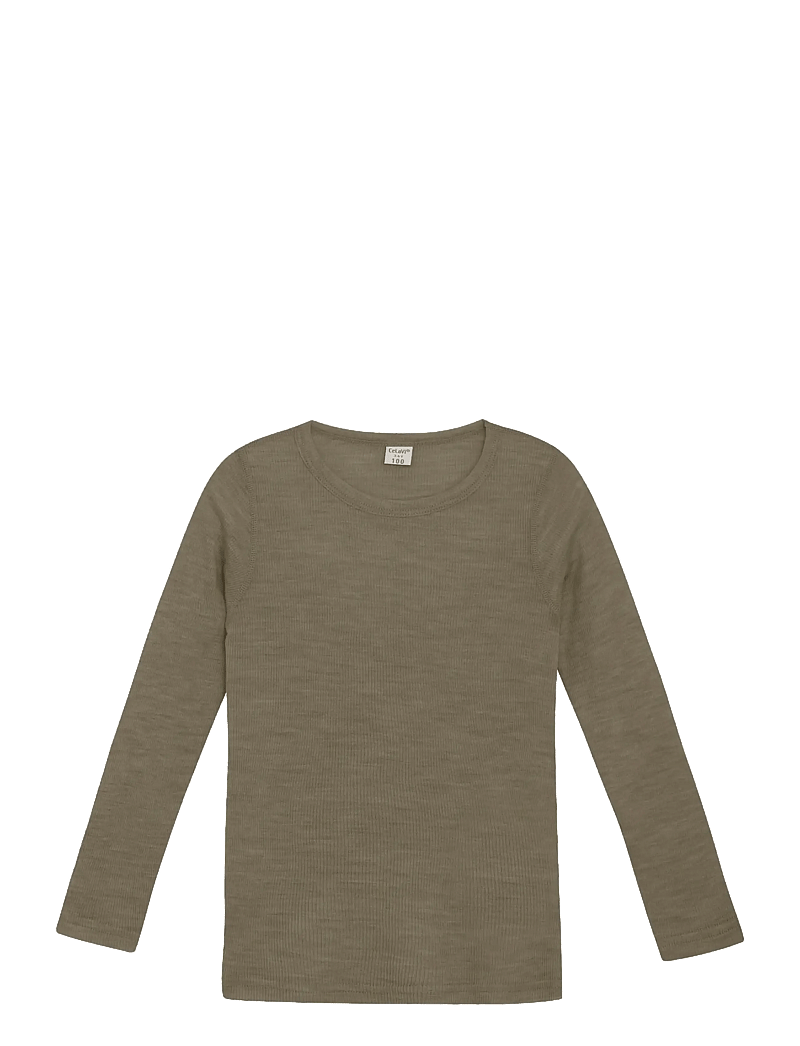 CeLaVi - Blouse LS - SOLID - långärmade t-shirts - dusky green - 0