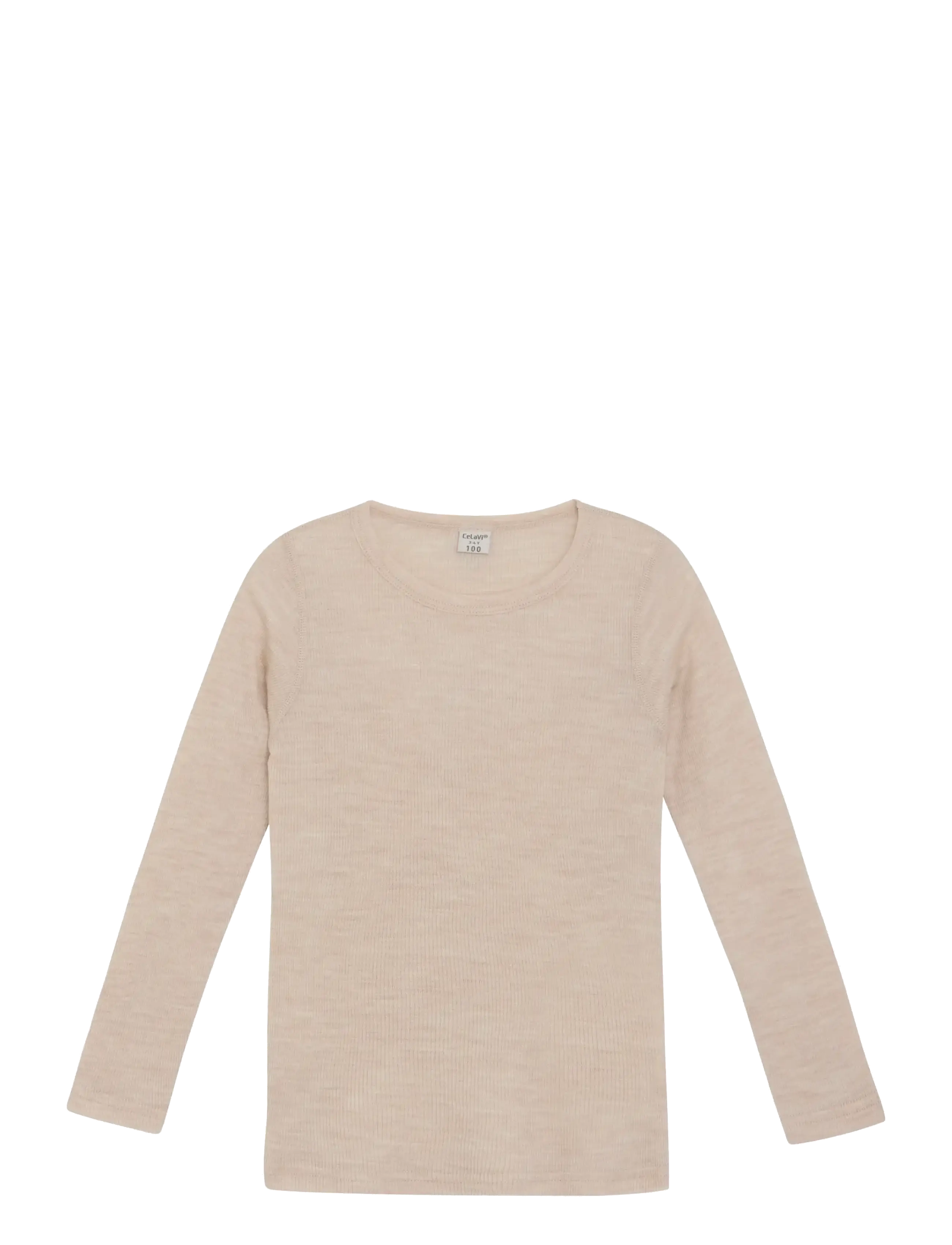 CeLaVi Blouse Ls - Solid, 130, Beige, T-Shirts > Langærmede T-shirts, Børn