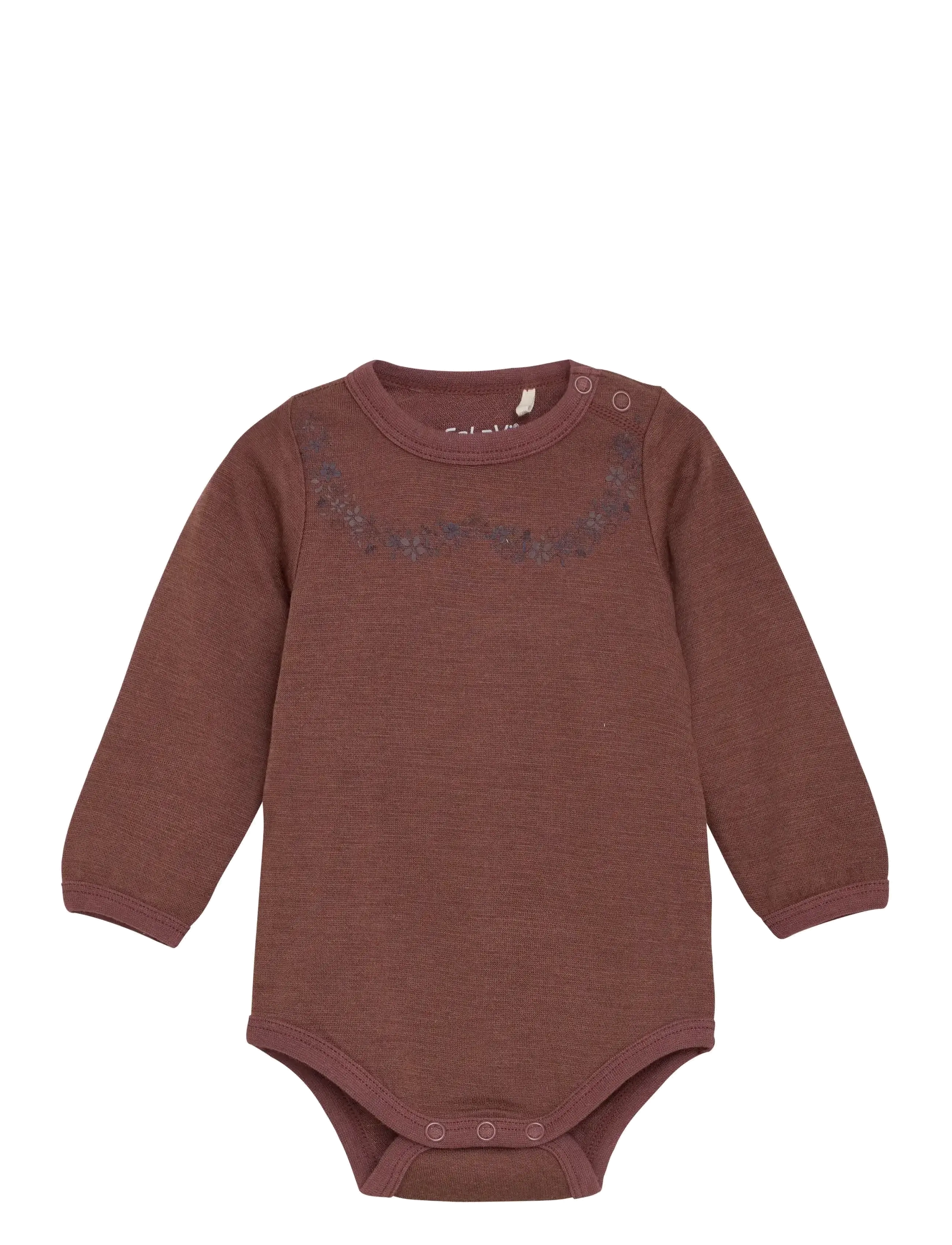 Body LS, Solid w. Print - MARRON