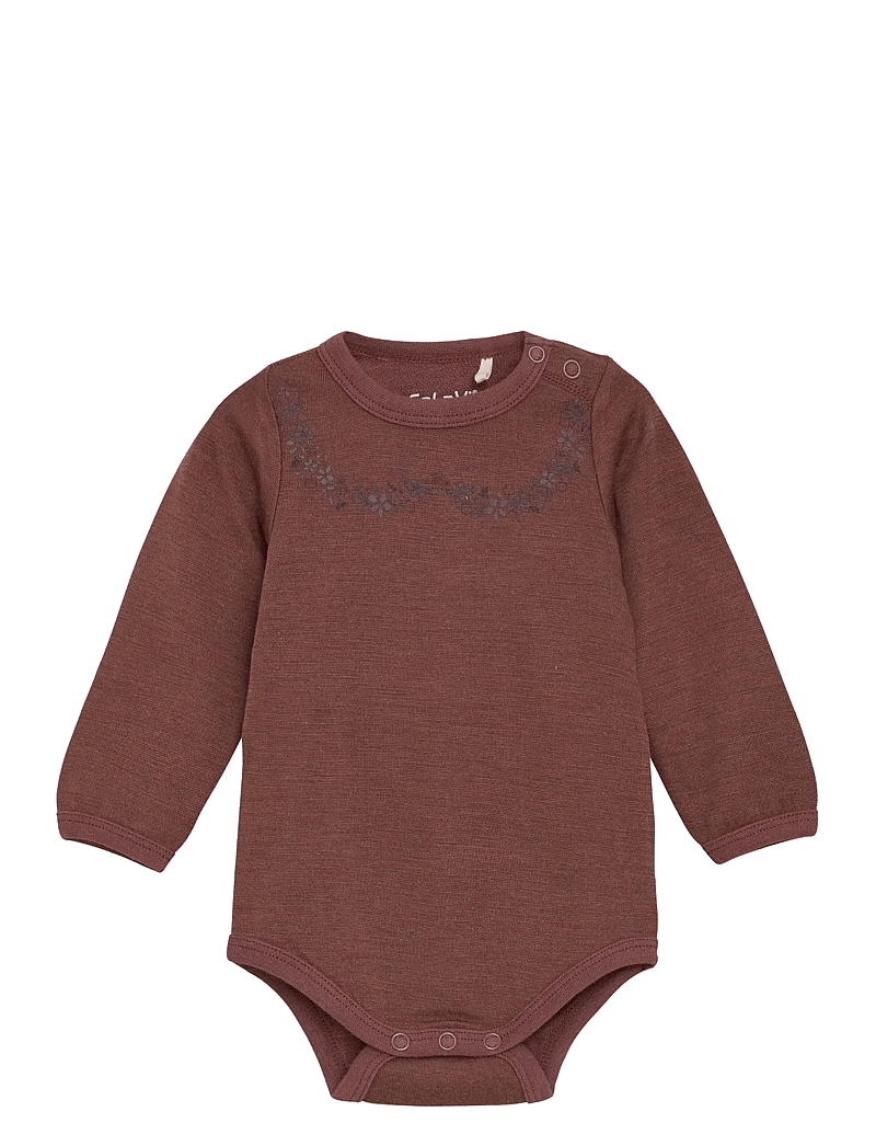 CeLaVi - Body LS, Solid w. Print - base layer baby - marron - 0
