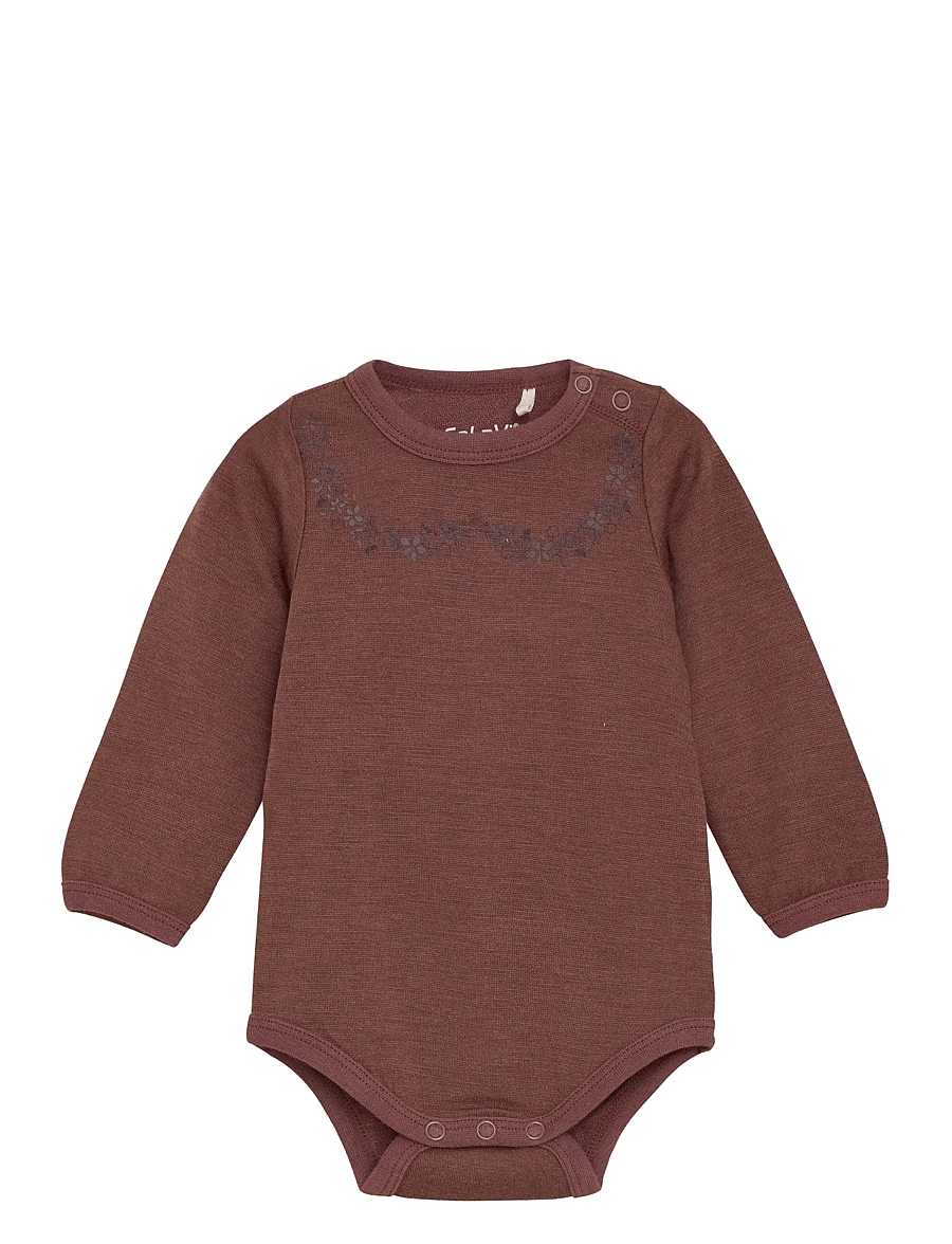 CeLaVi - Body LS, Solid w. Print - base layer baby - marron - 0