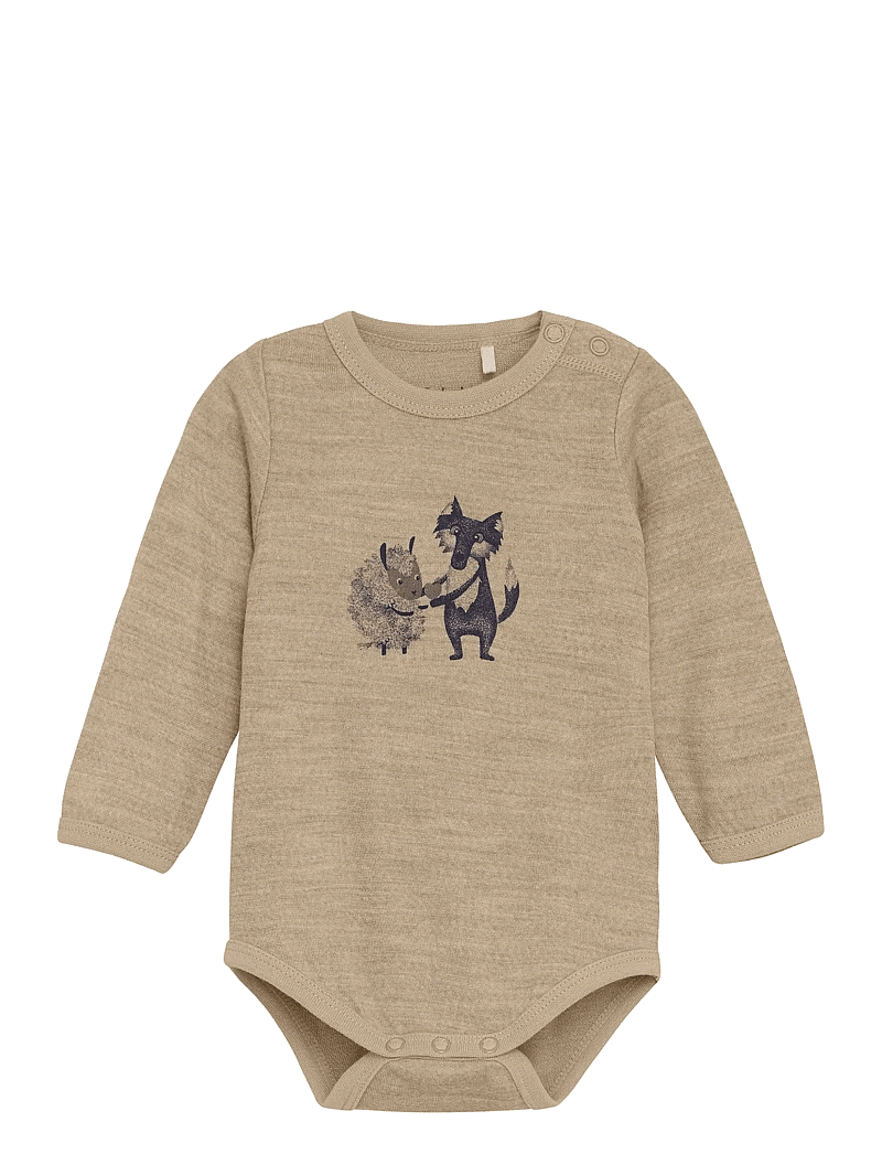 CeLaVi - Body LS, Solid w. Print - base layer baby - savannah tan - 1